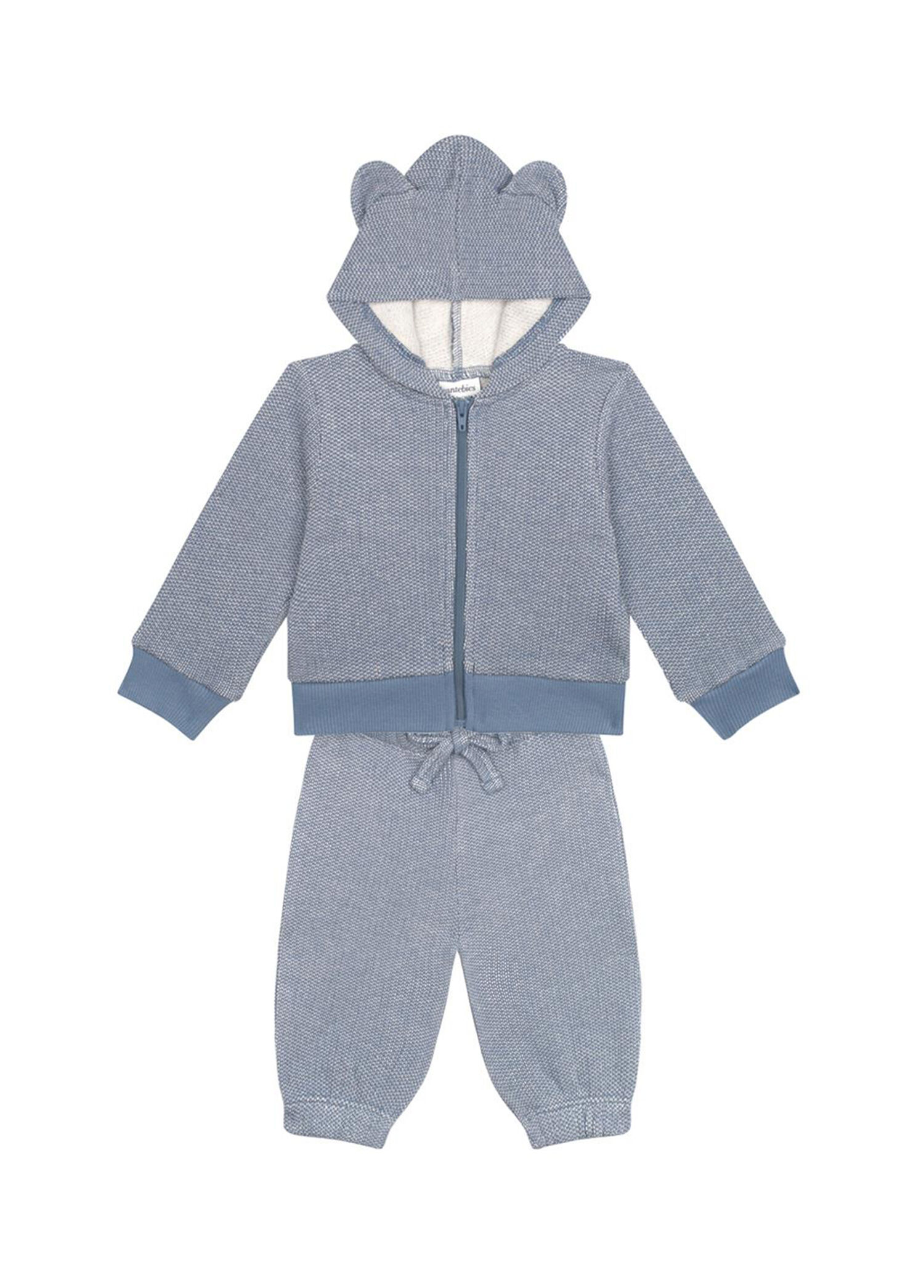 Futter Mavi Ayı Kulaklı Sweatshirt ve Pantolon Erkek Bebek 2'li Set