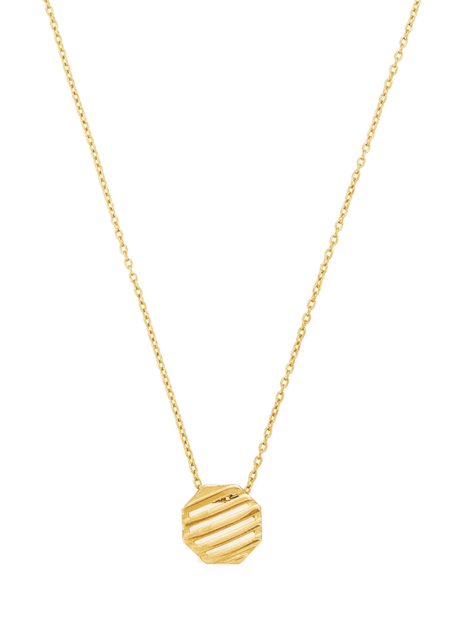 Striped Octagonal Erkek Gümüş Kolye