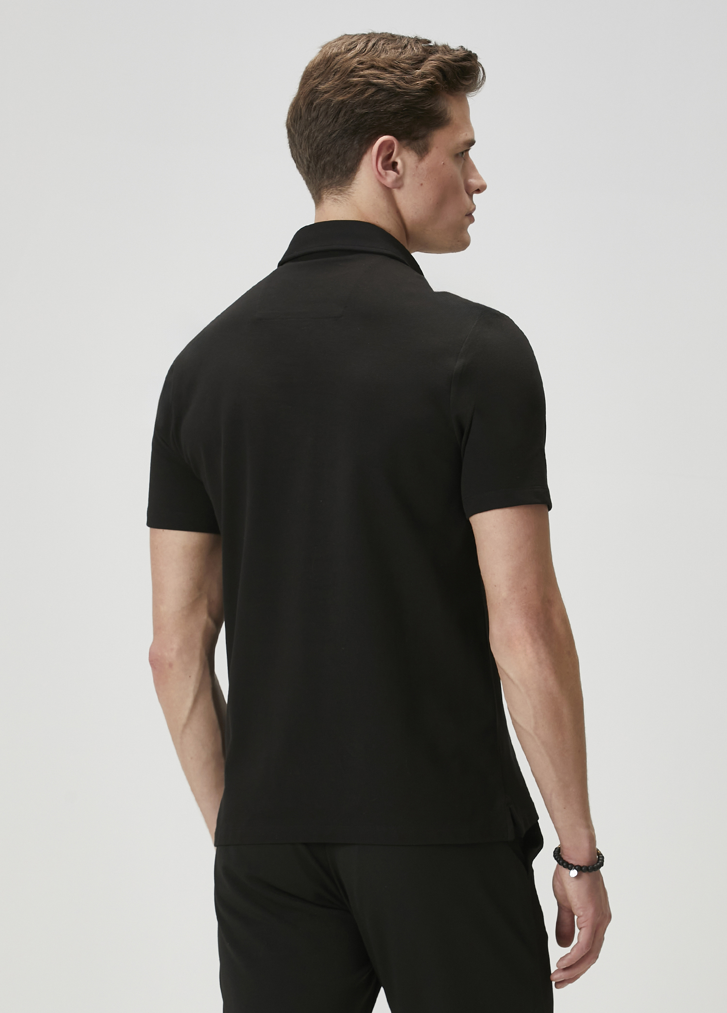 Comfort Fit Siyah Polo Yaka T-shirt_4