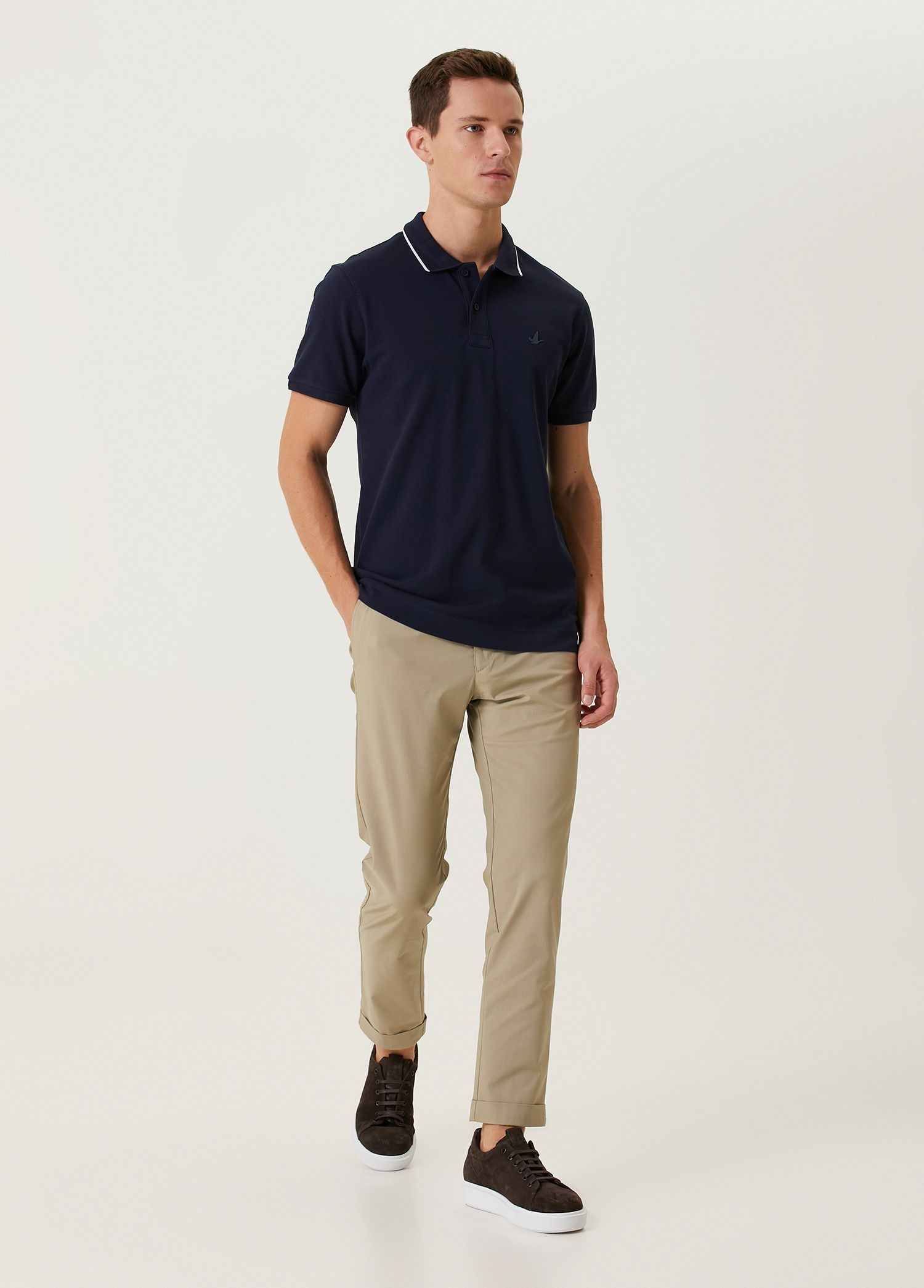 Slim Fit Lacivert Polo Yaka Pike T-shirt_2