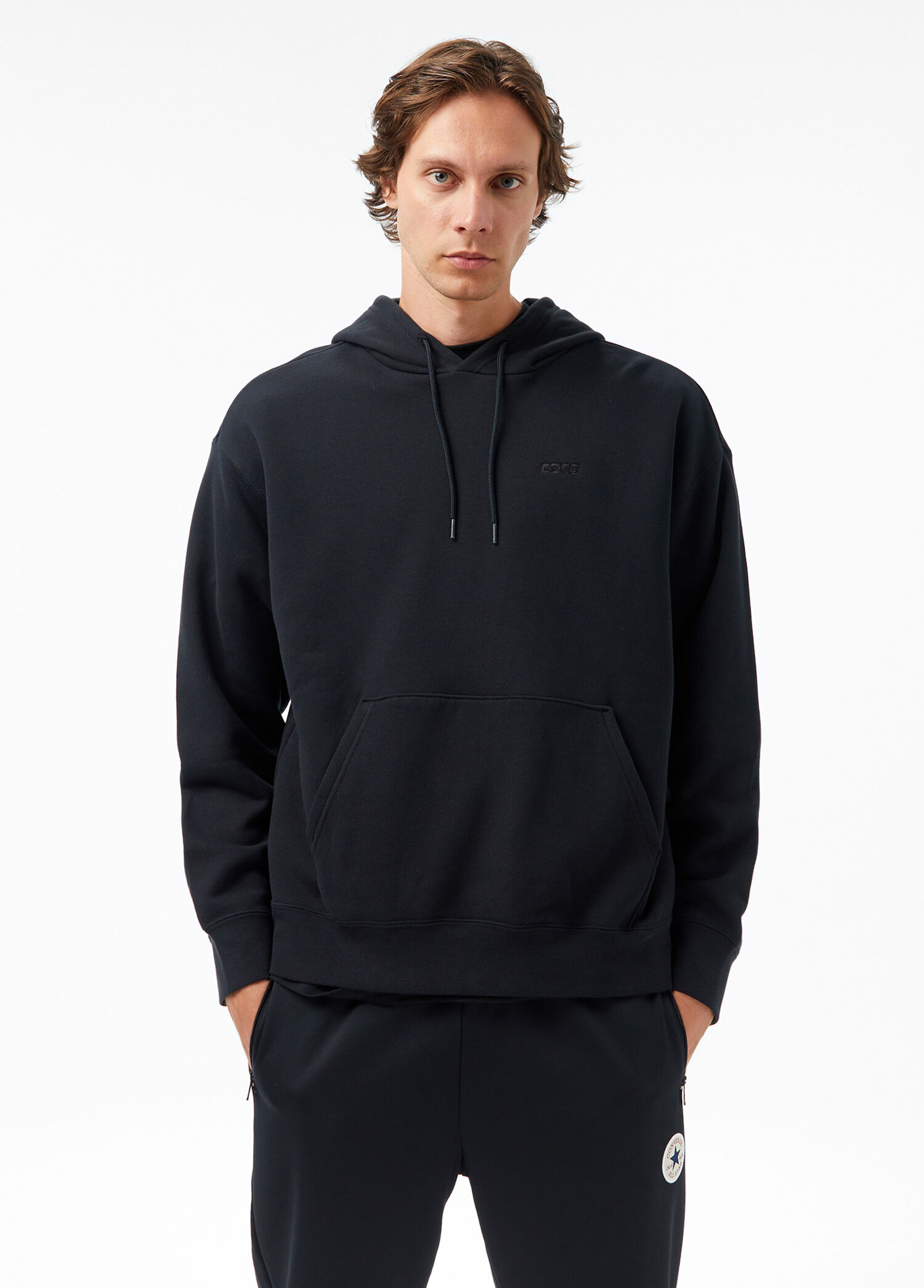 Siyah Kapüşonlu Erkek Sweatshirt