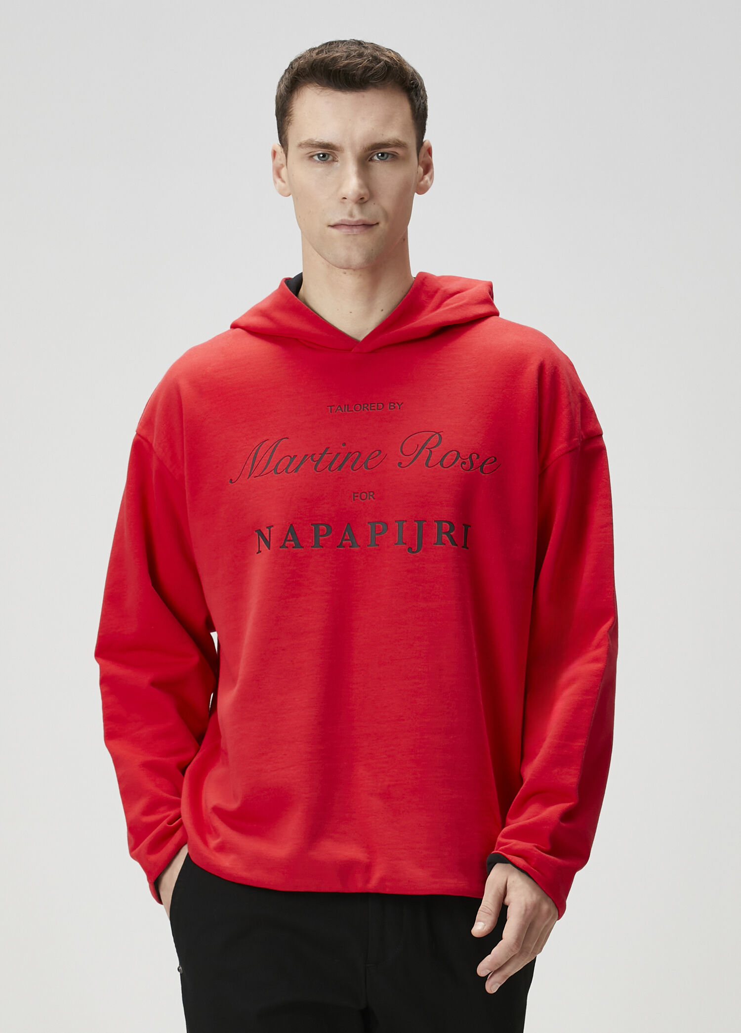 X Martin Rose Kırmızı Kapüşonlu Sweatshirt