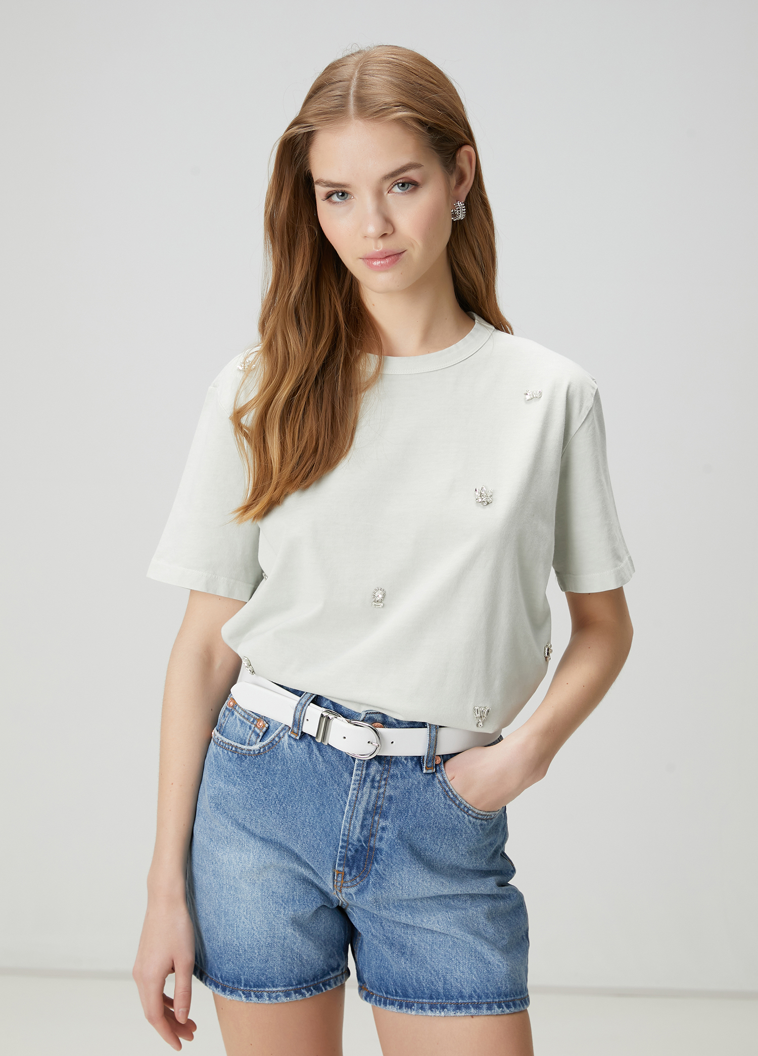 Mint Serpme Taşlı T-shirt_3