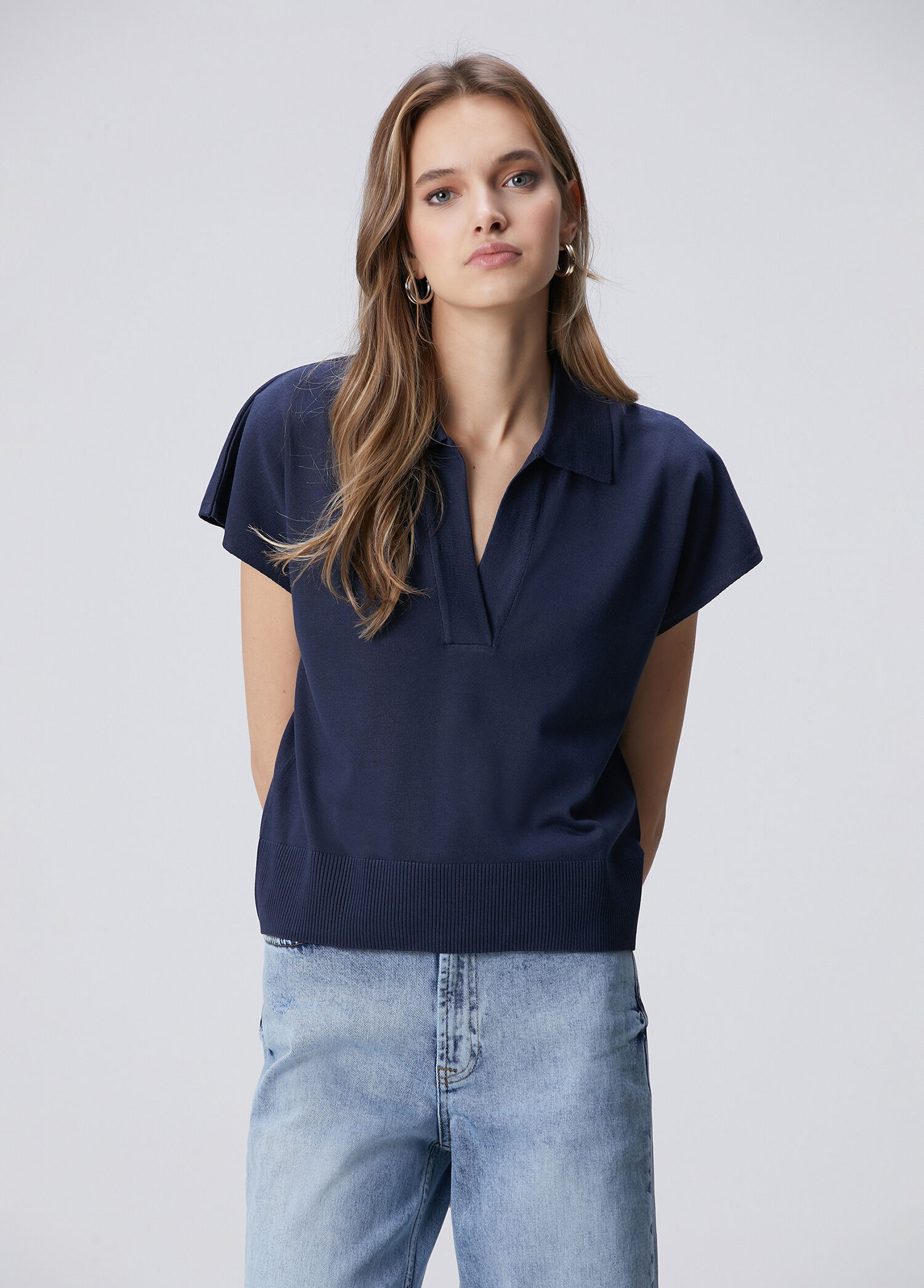 Lacivert Polo Yaka Basic Kazak