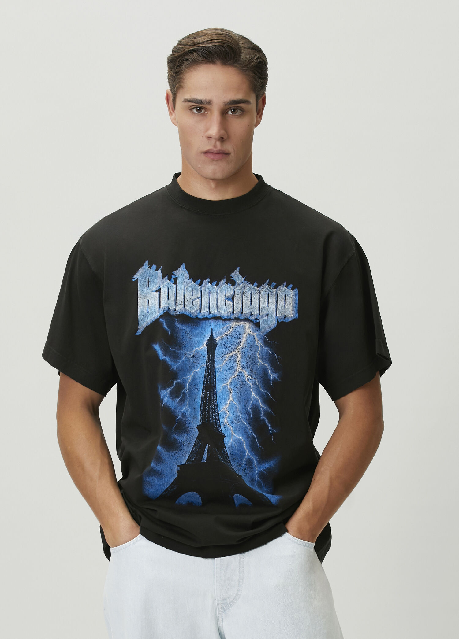 Siyah Grafik Baskılı T-shirt