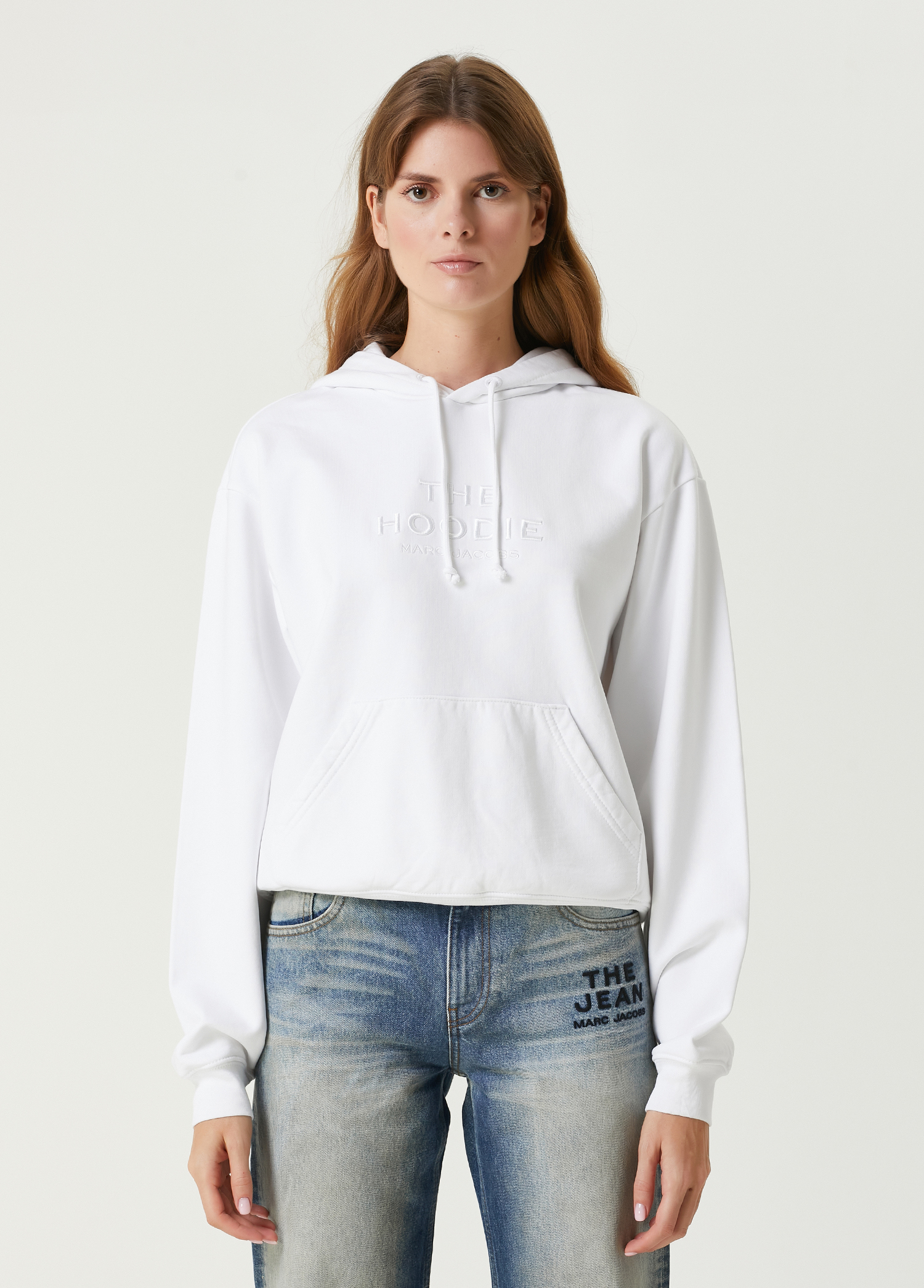 Beyaz Kapüşonlu Sweatshirt