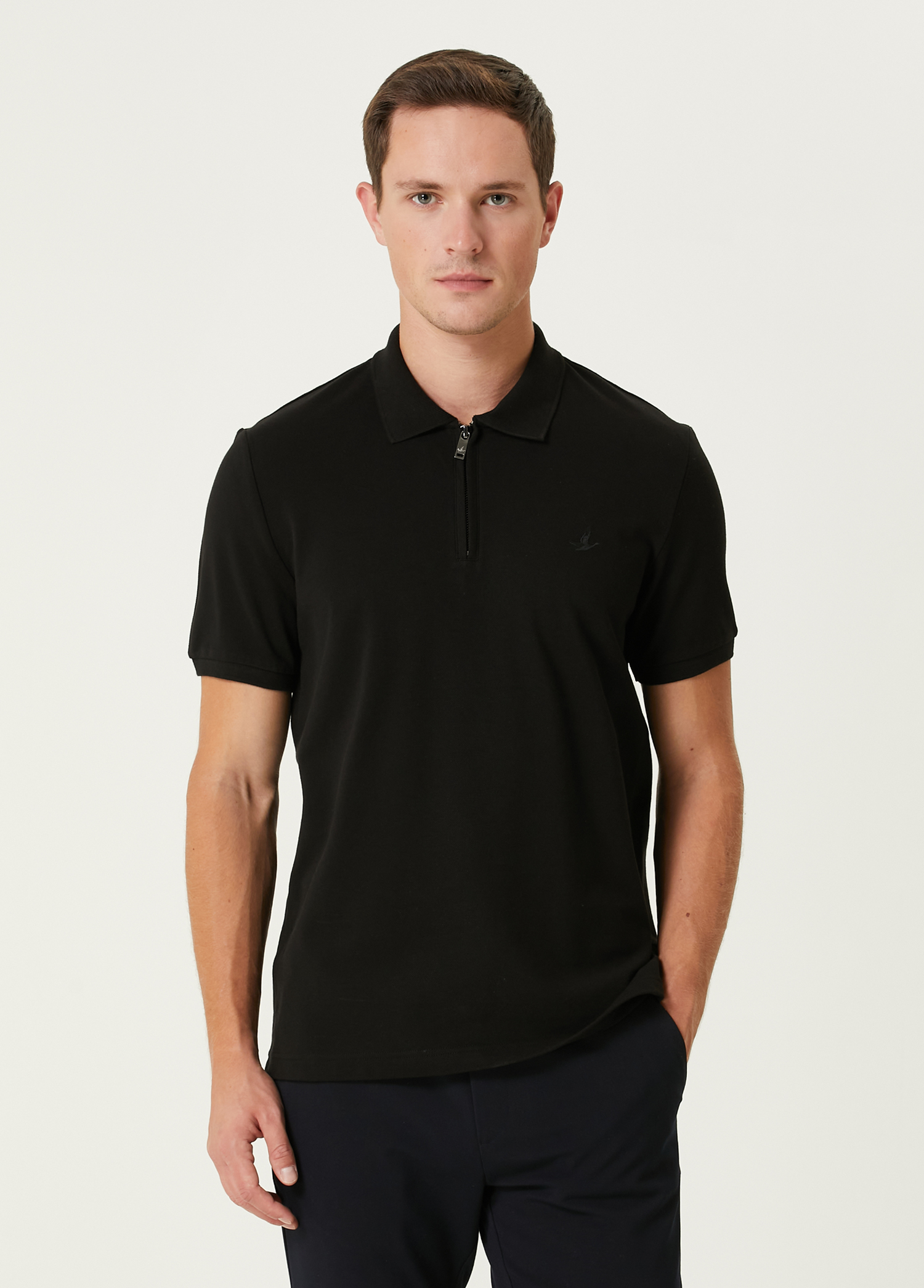 Comfort Fit Siyah Polo Yaka T-shirt