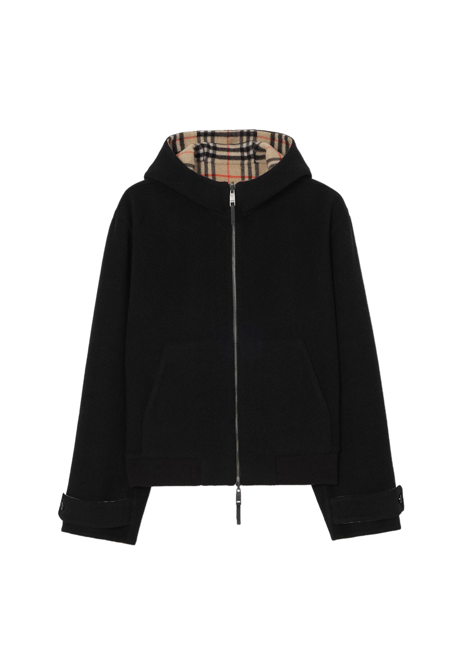 Burberry Siyah Erkek Reversible Wool Hooded Siyah Yünlü Erkek Mont