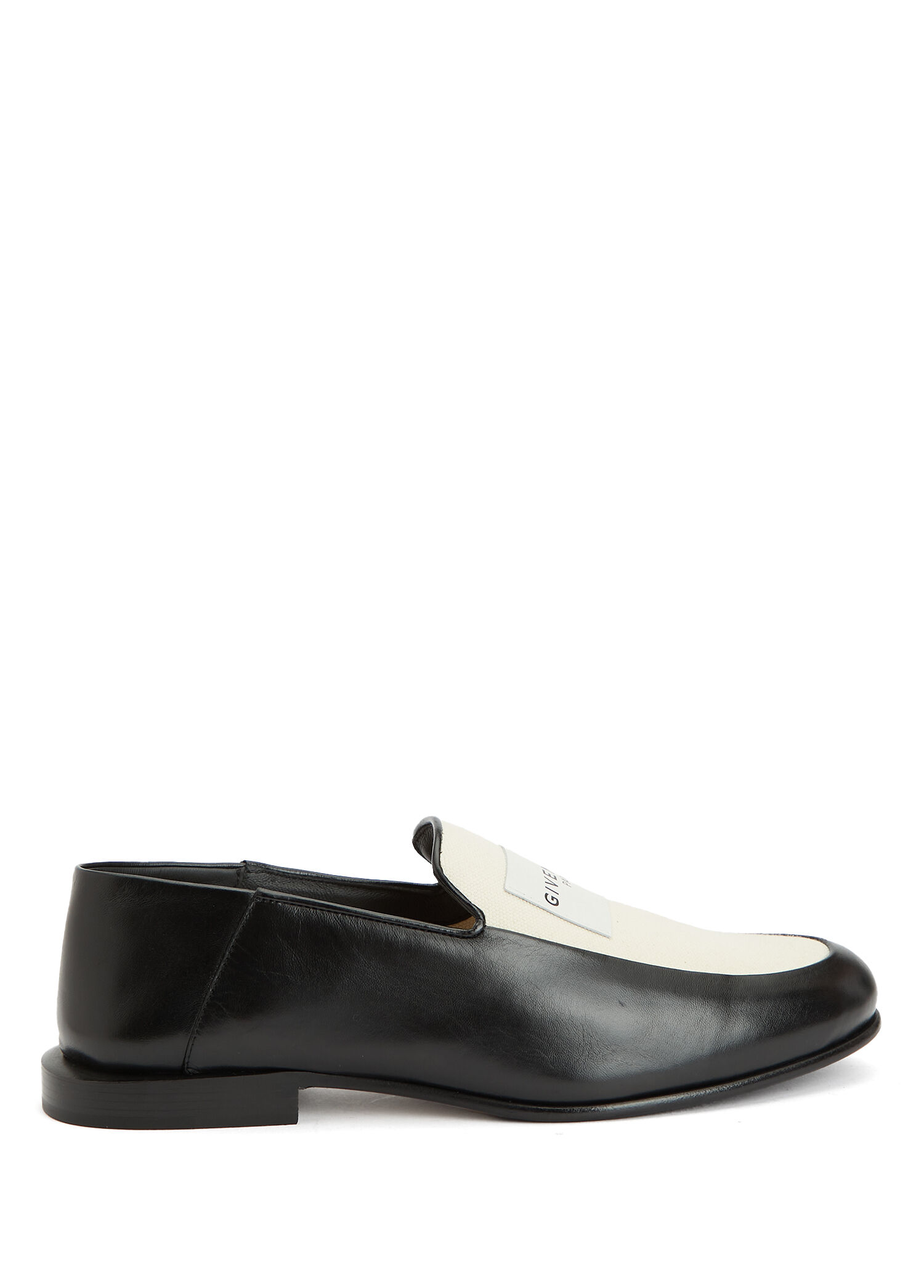 Label Siyah Beyaz Kadın Deri Loafer