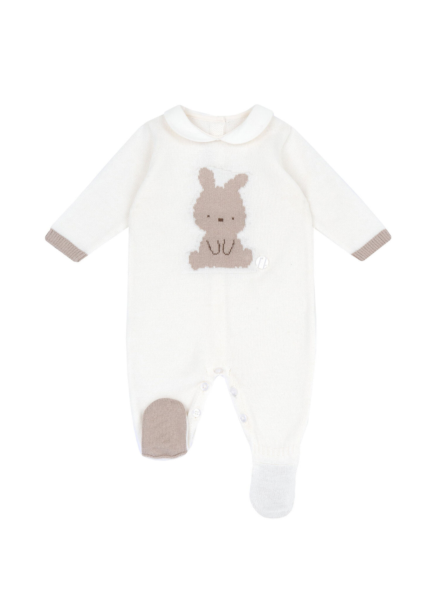 Krem Rengi Uzun Kollu Patikli Unisex Bebek Tulum