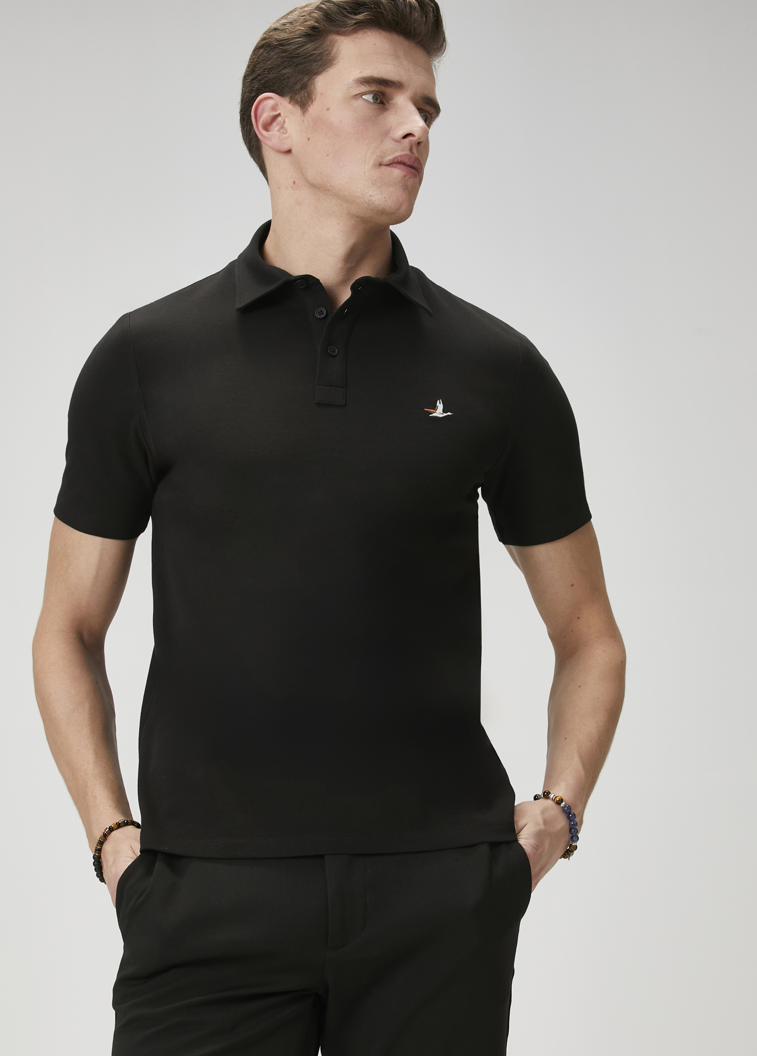 Comfort Fit Siyah Polo Yaka T-shirt_1