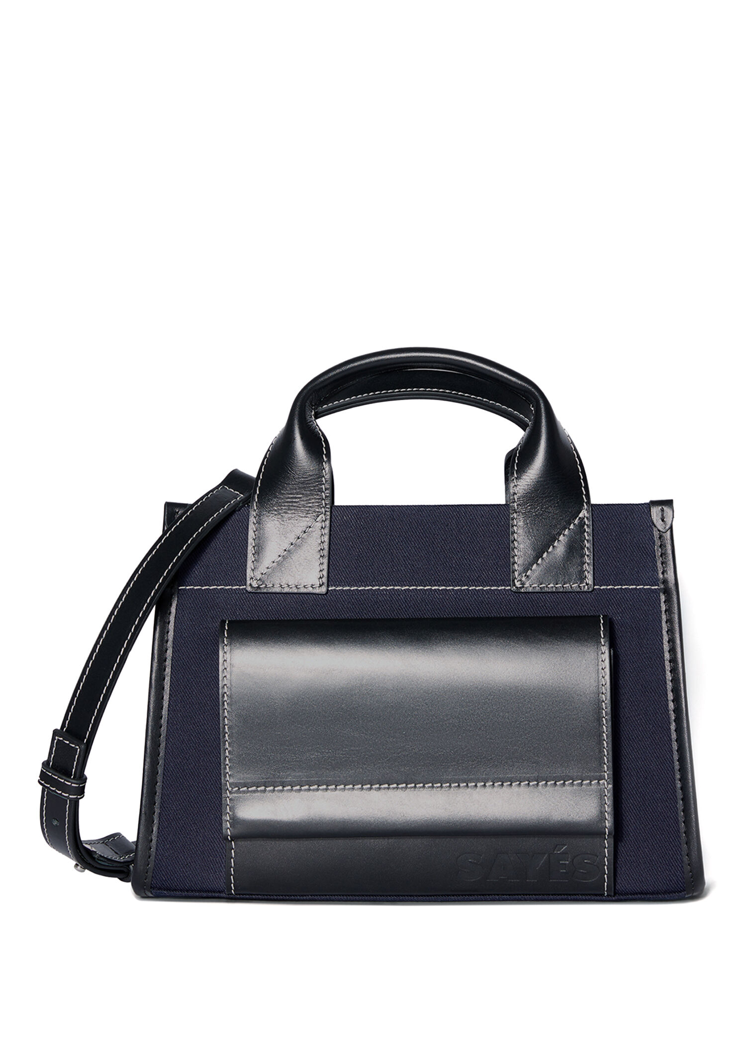 Stitched Pocket Mini Lacivert Siyah Kadın Omuz Çantası