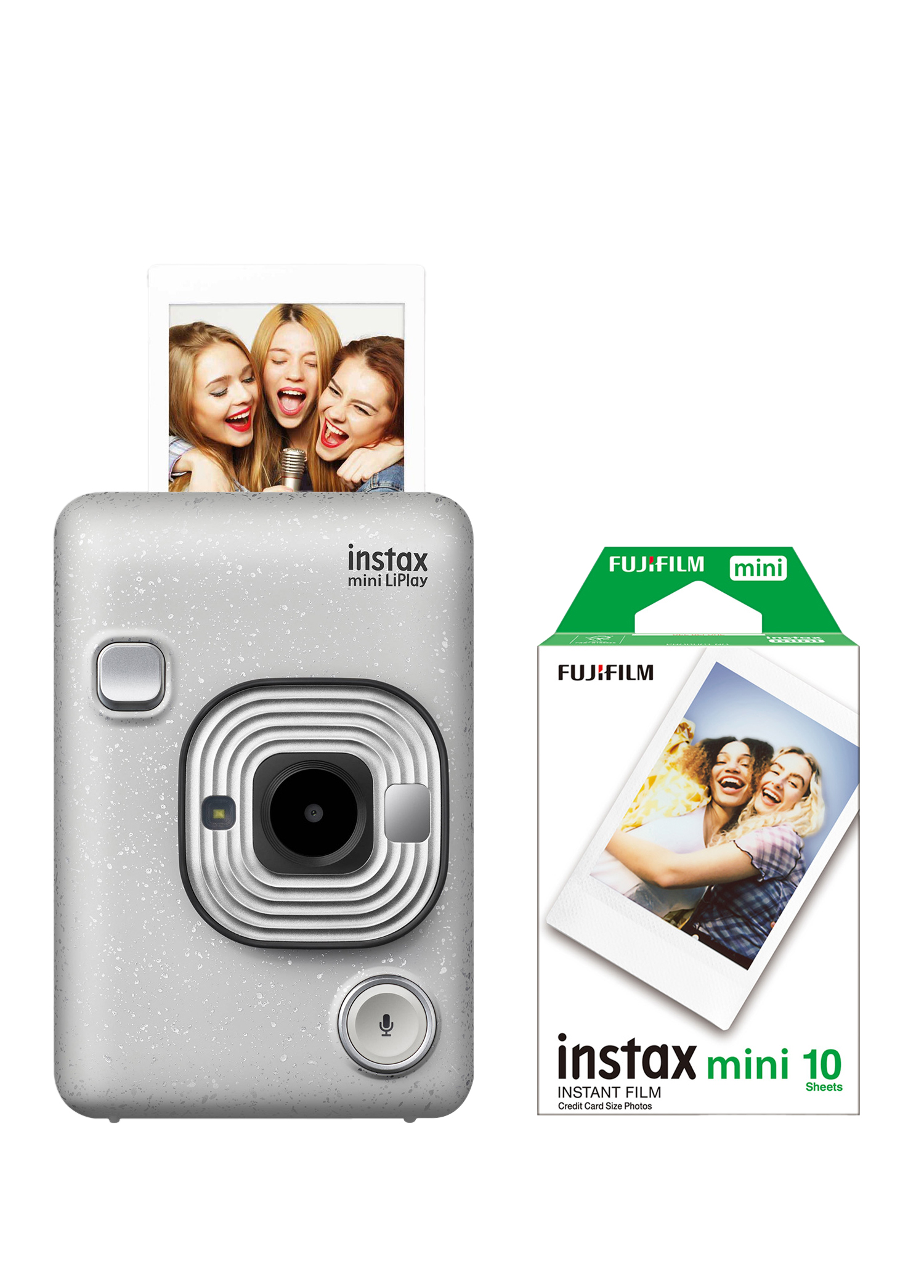 Instax Mini LiPlay Hybrid Stone White Fotoğraf Makinesi +10'lu Mini Film