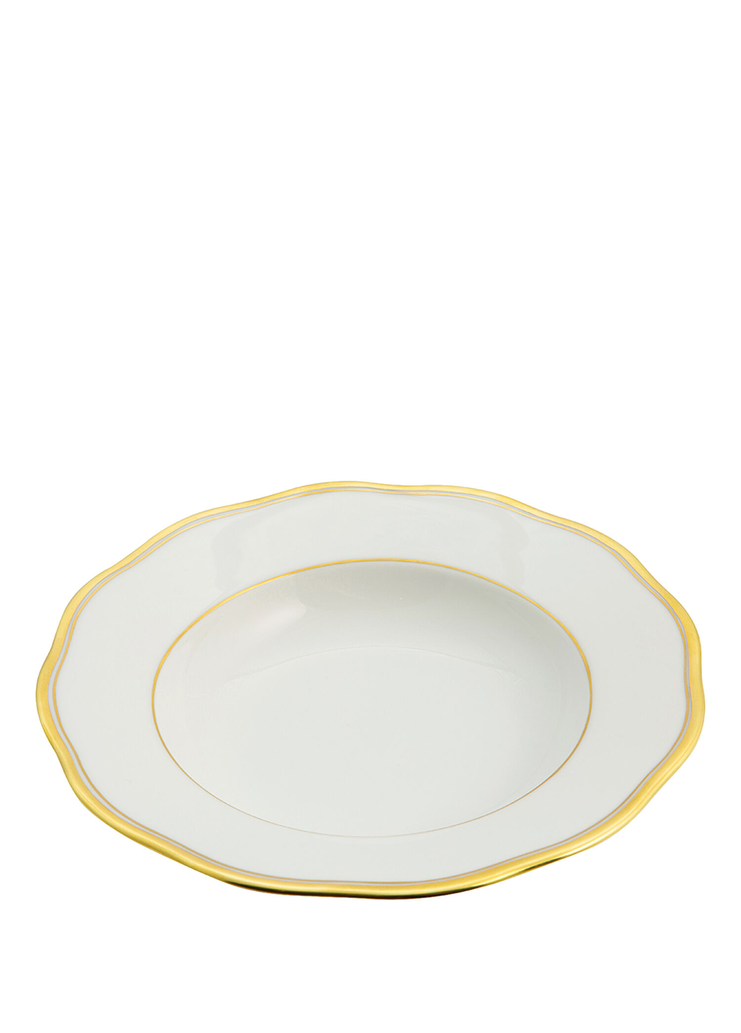Golden Edge Desenli Beyaz Porselen Çorba Tabağı 21 cm