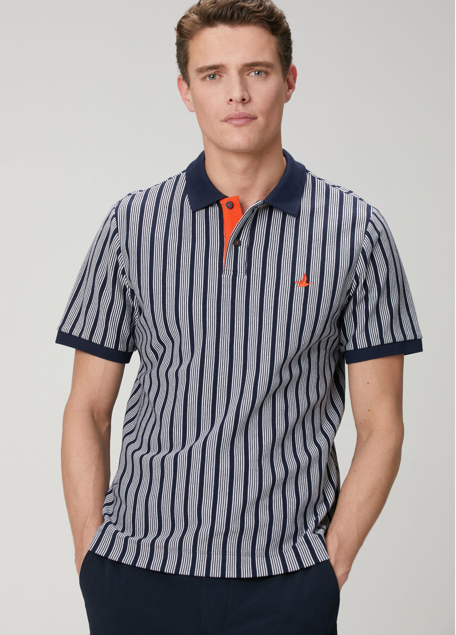 Lacivert Beyaz Comfort Fit Çizgili Polo T-shirt