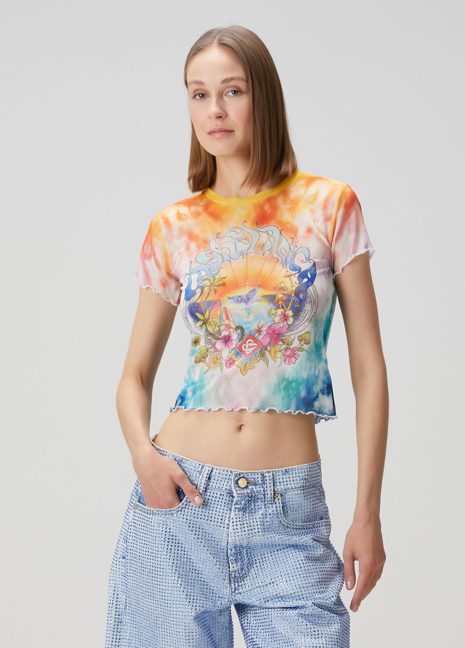 Surf Trip Batik Desenli Tül T-shirt