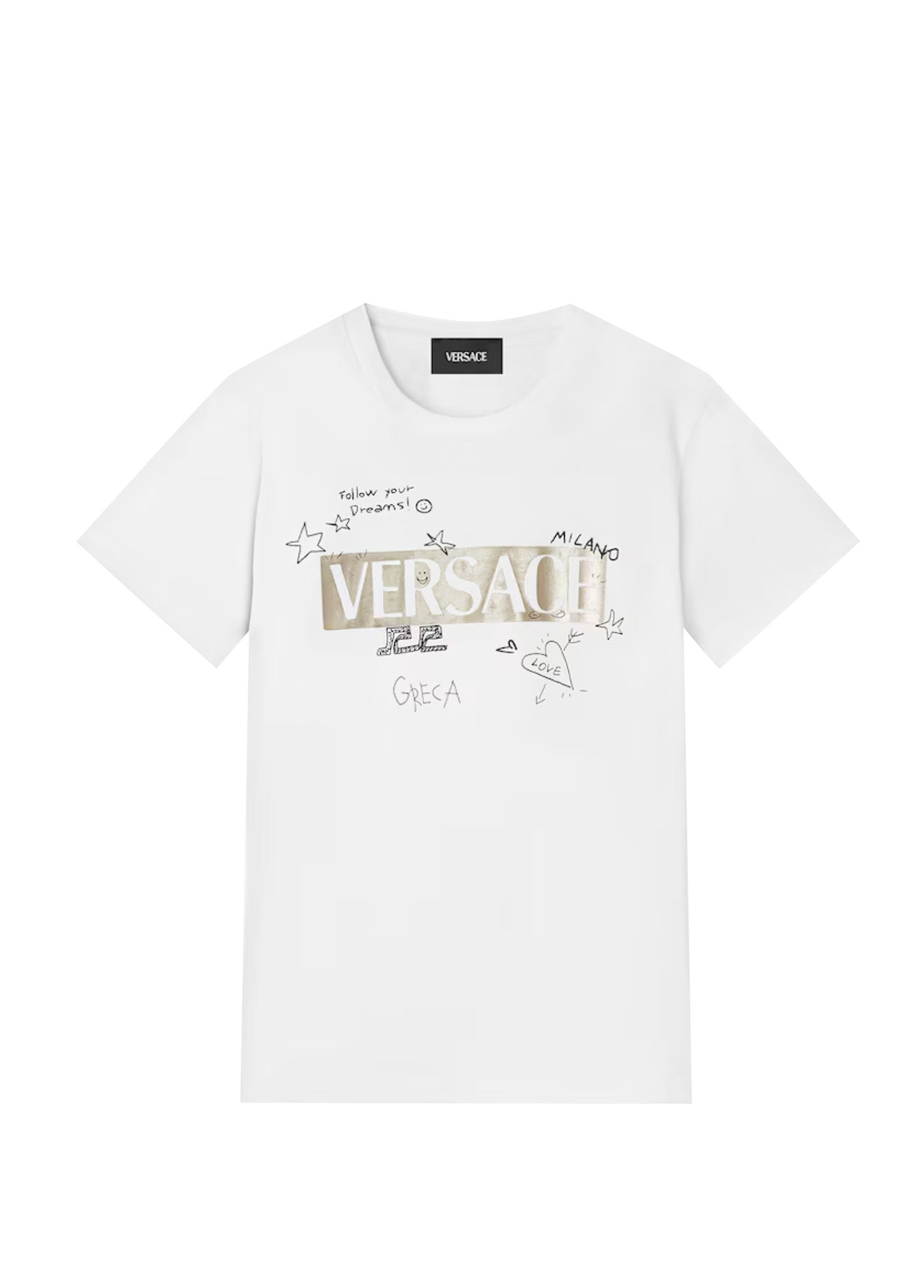 Beyaz Logo Baskılı Erkek Çocuk T-shirt
