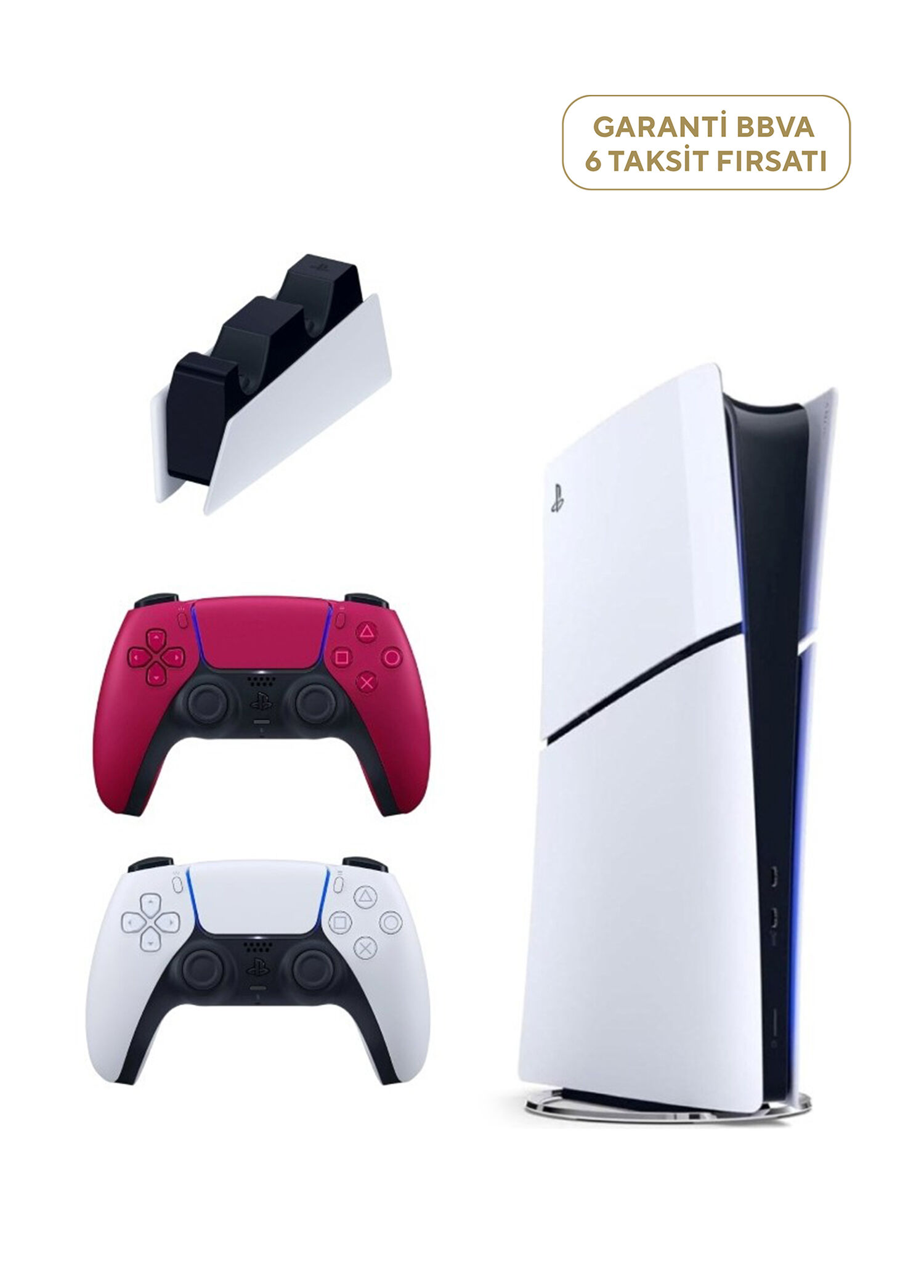 PlayStation 5 Slim Digital Edition 825 GB SSD Oyun Konsolu + 2. PS5 Kol Kırmızı+ PS5 Şarj İstasyonu (Yeni Sürüm)