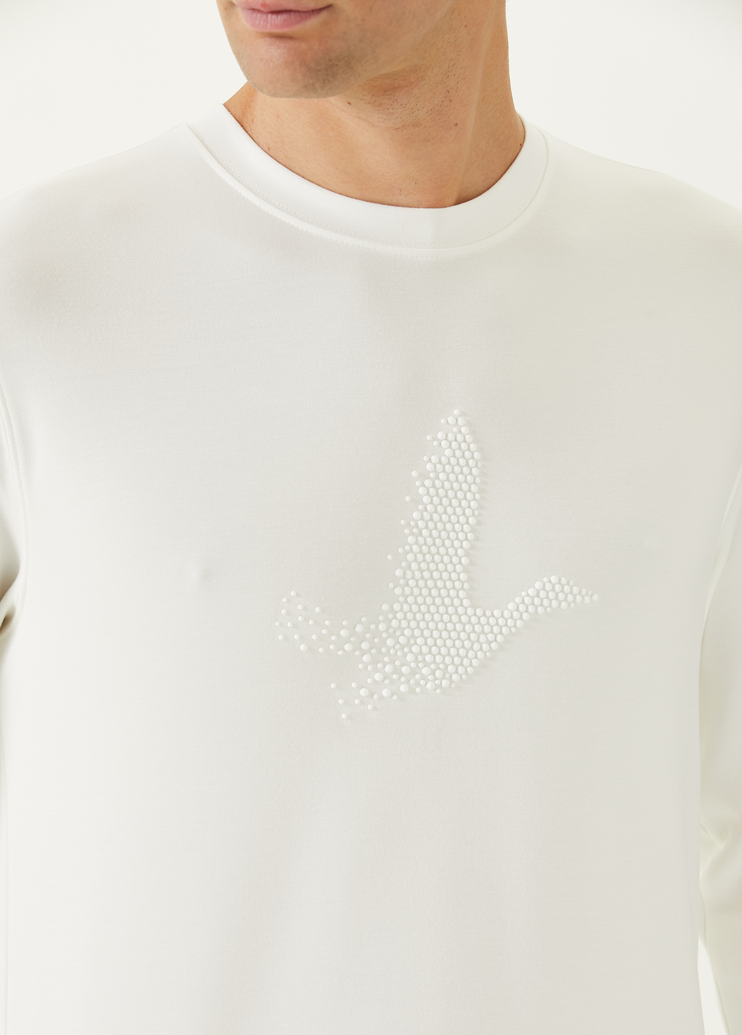 Kırık Beyaz Logo Detaylı Sweatshirt_5