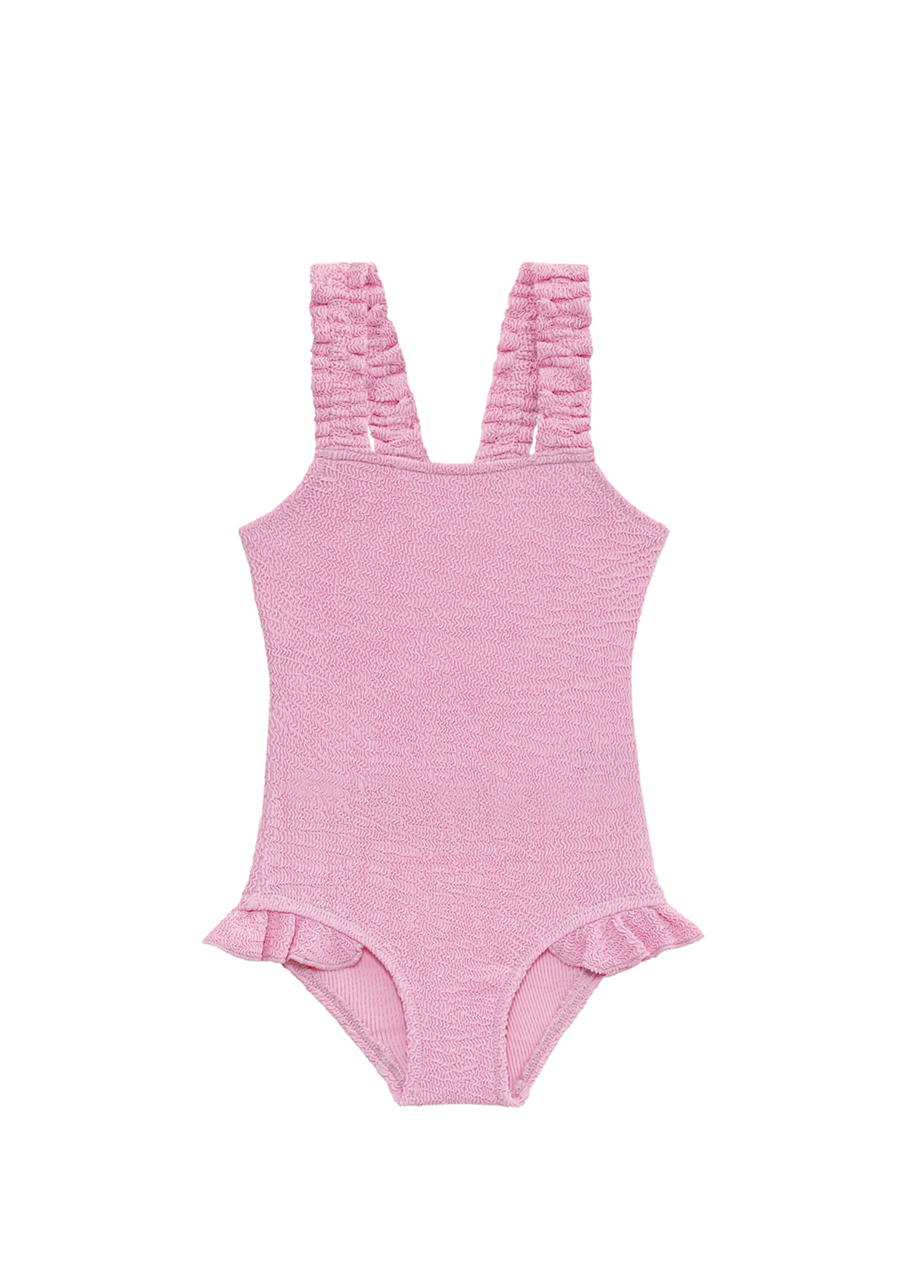 UV Korumalı Pink Frosting Dokulu Kız Çocuk Mayo