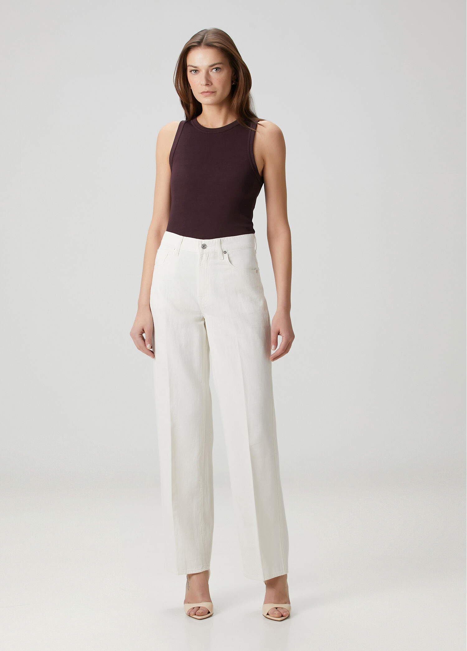 Stovepipe Straight Krem Jean Pantolon