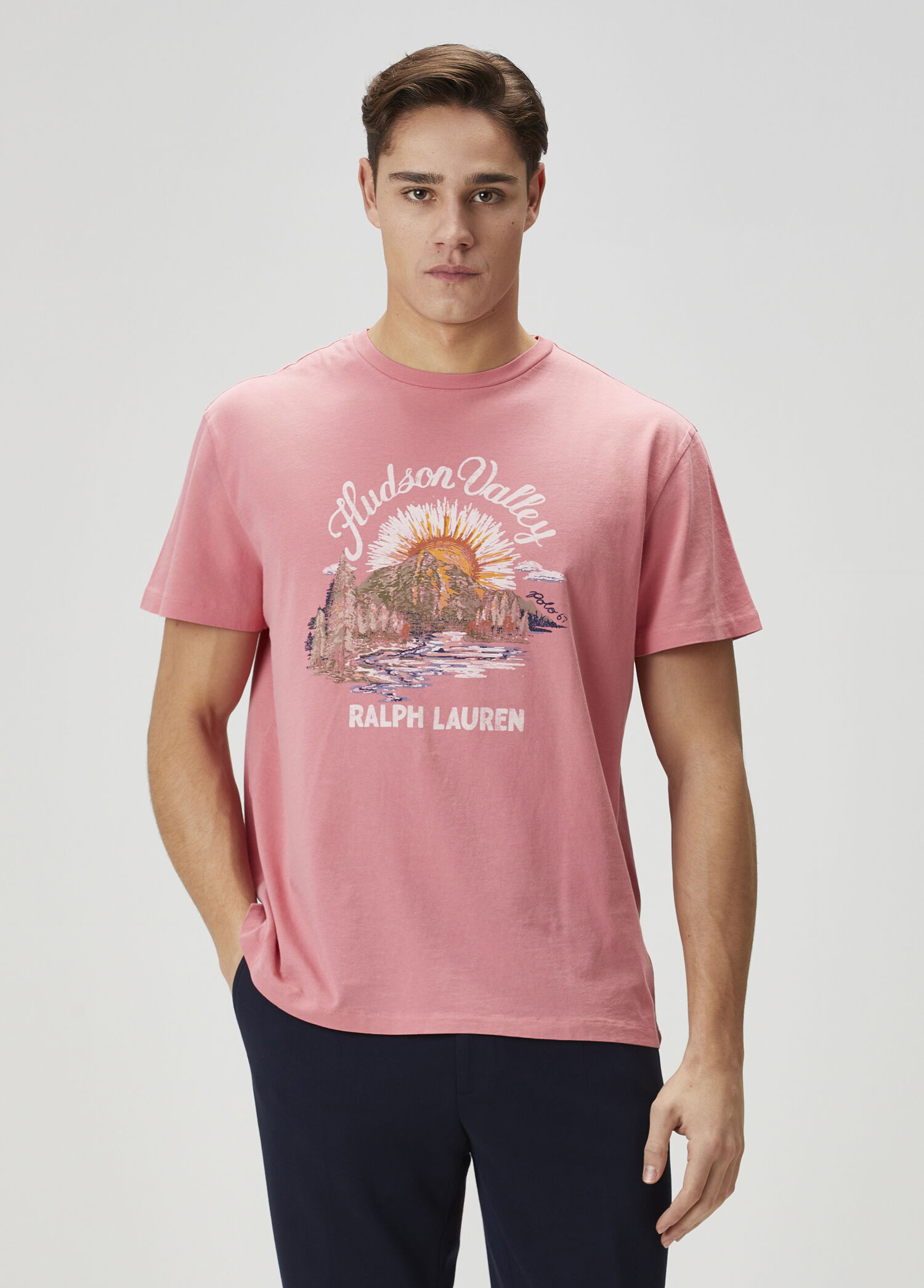Polo Ralph Lauren Pembe Erkek Pembe Manzara Baskılı T-shirt