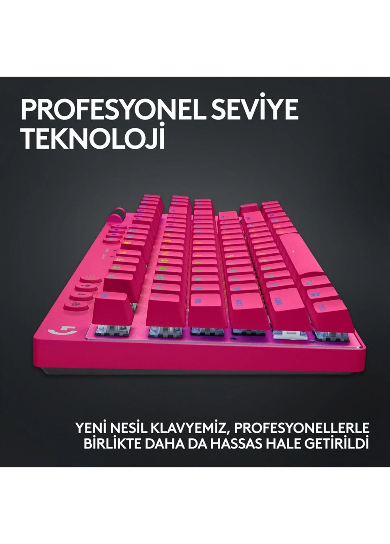 Logitech - G Pro X Tkl Lightspeed Kablosuz Lighsync Pembe RGB