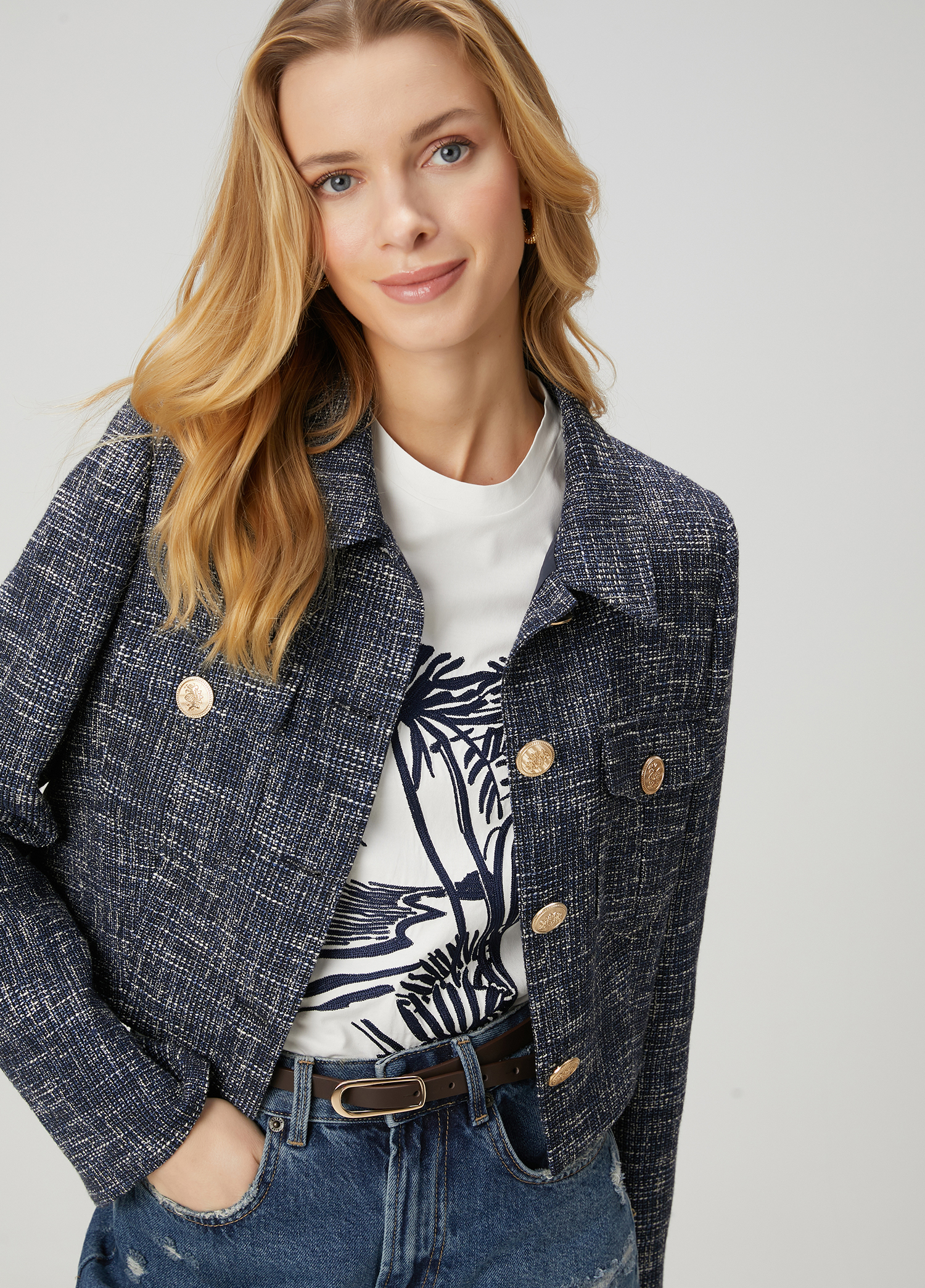 Lacivert Tweed Ceket
