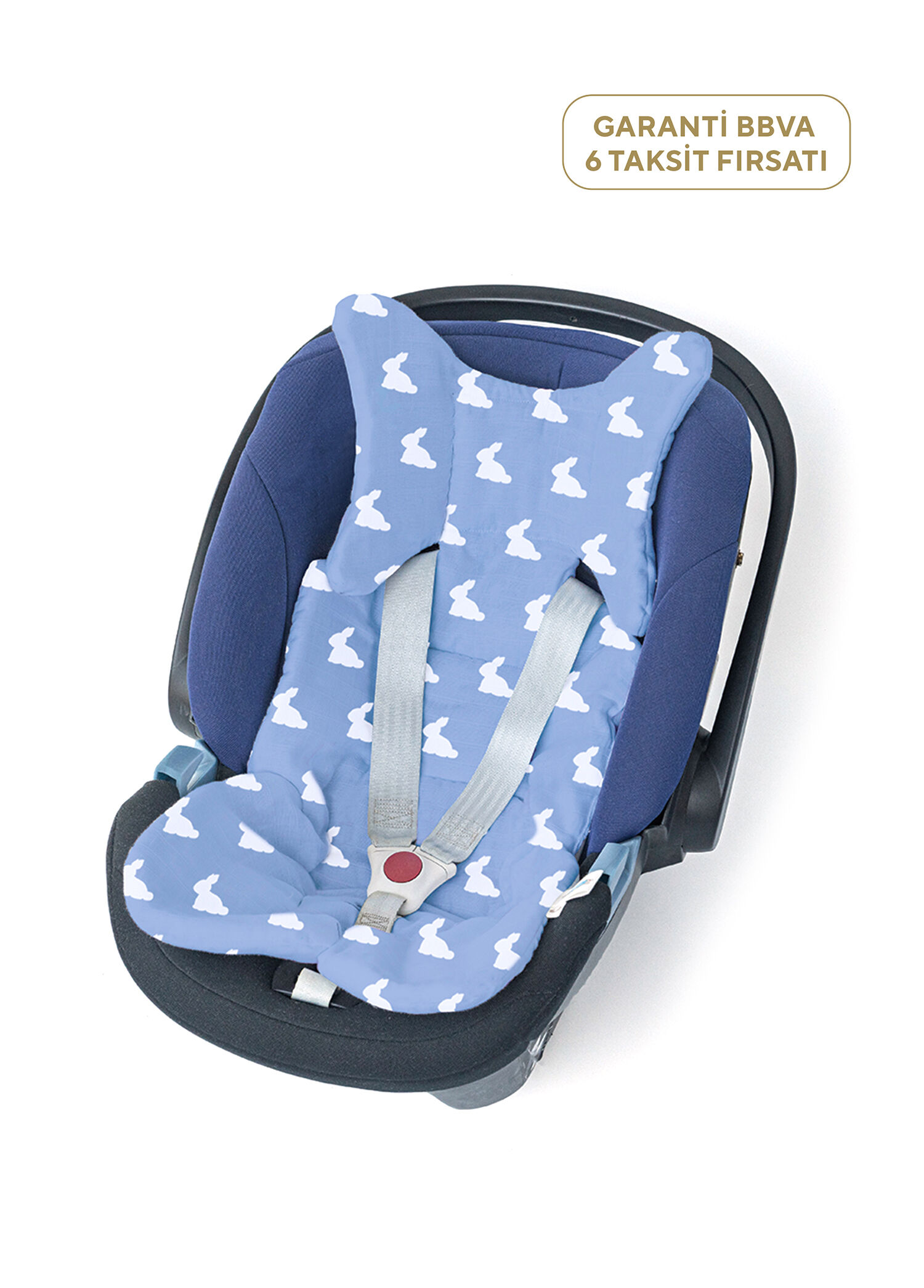 %100 Pamuk Mono Lapin Royal Blue Pamuklu Puset ve Oto Koltuk Minderi