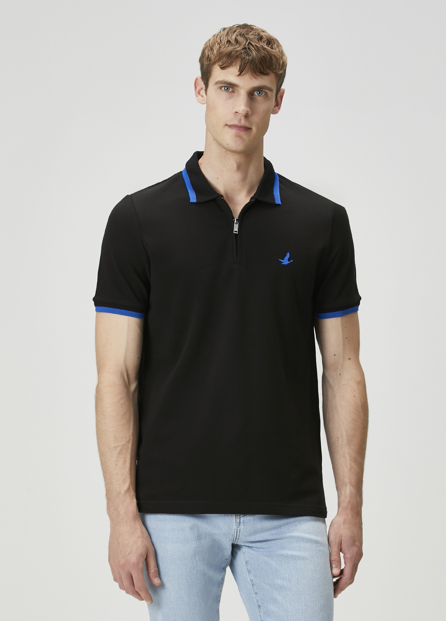 Siyah Saks Polo Yaka T-shirt