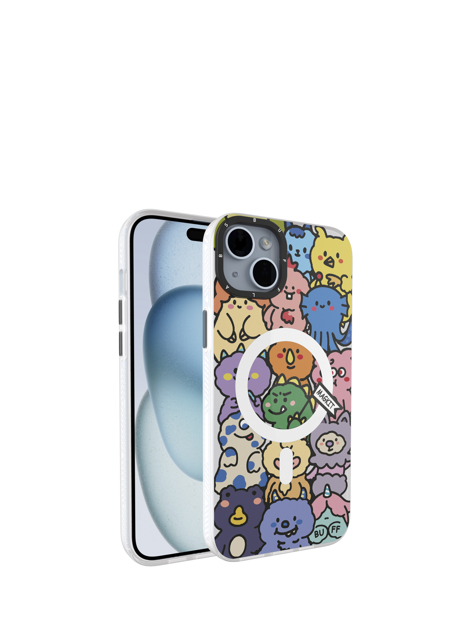 Silikon iPhone 15 Uyumlu Happy Monster Desenli Kılıf