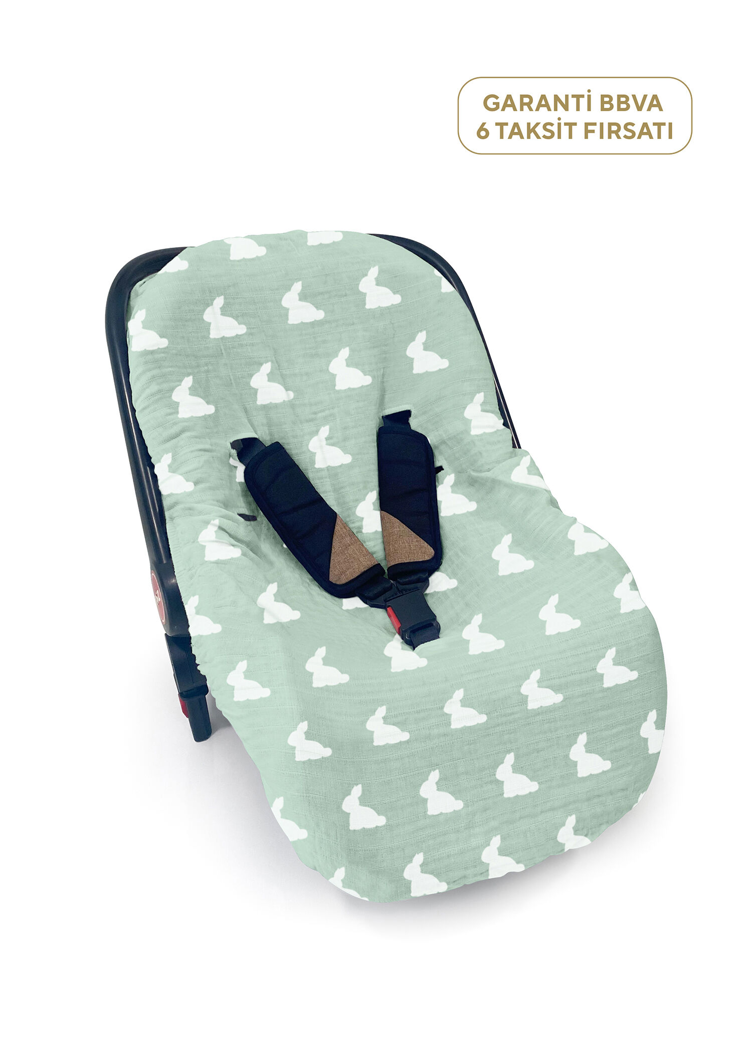%100 Pamuk Mono Lapin Matcha Green Müslin Ana Kucağı Kılıfı