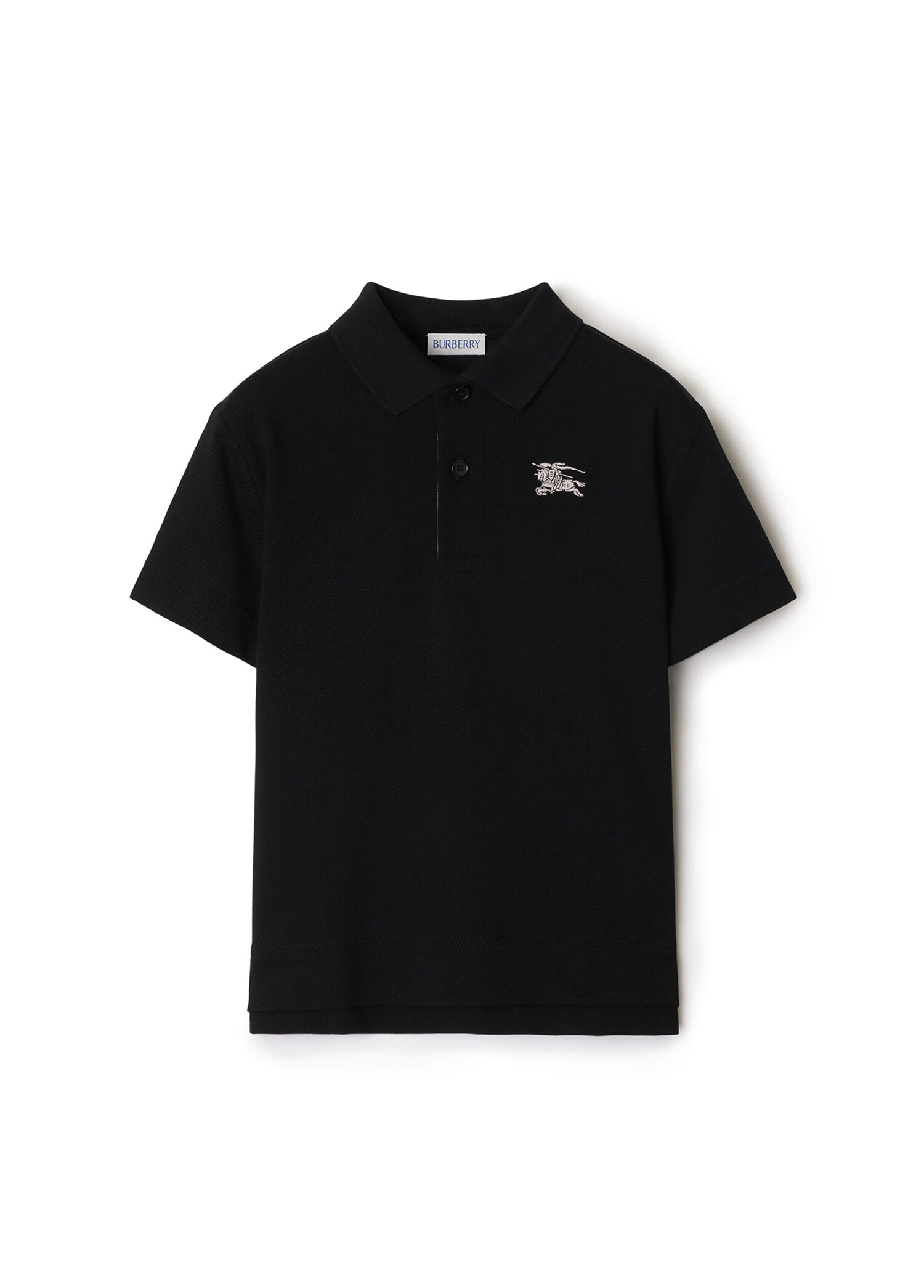 Johane Siyah Pamuklu Polo Yaka Kısa Kollu Unisex Çocuk T-shirt