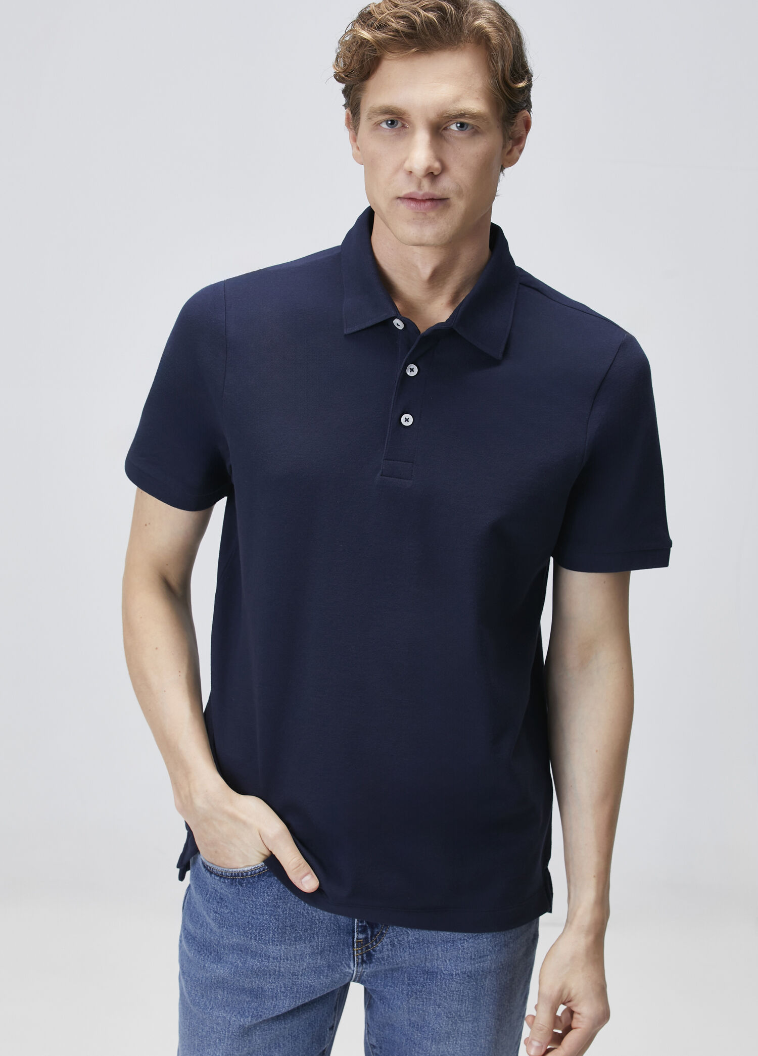Lacivert Basic Polo T-shirt