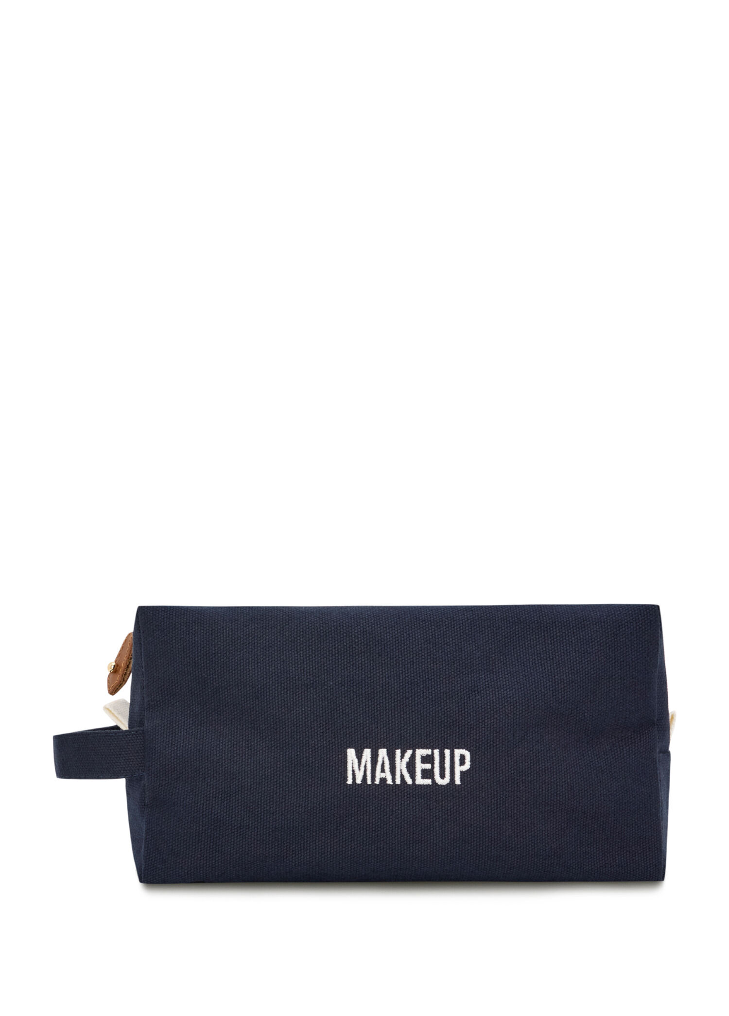 Makeup Large Lacivert Kanvas Yazı Detaylı Kadın Makyaj Çantası