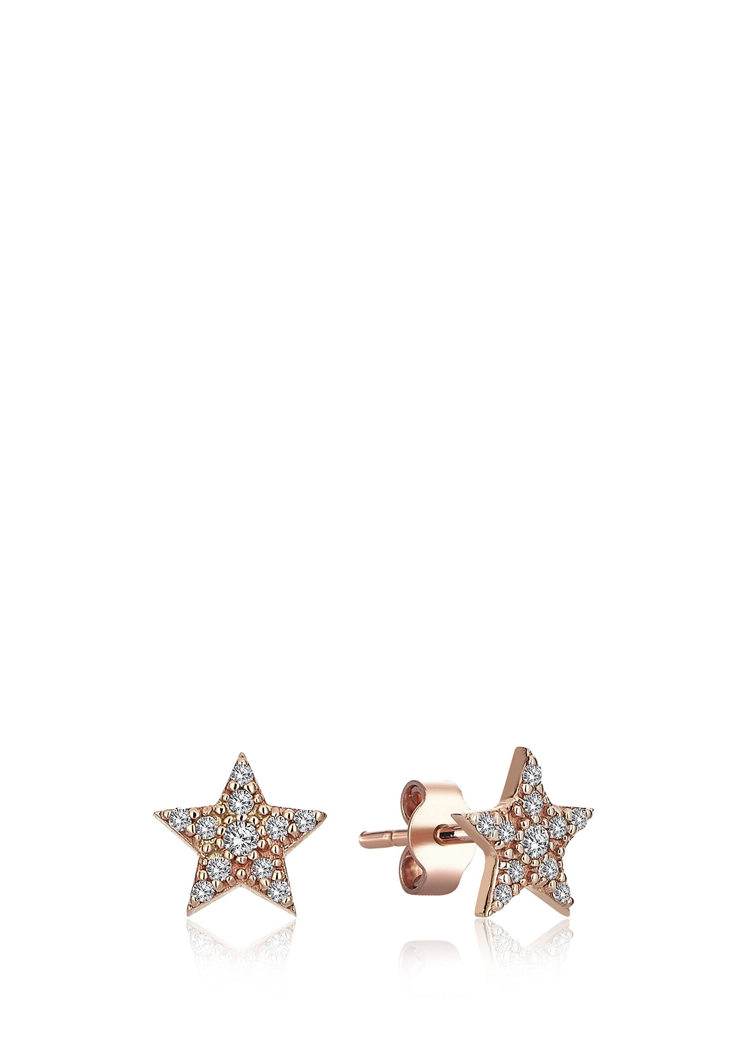 Pimli Yıldız 14 Ayar Rose Gold Kadın Küpe