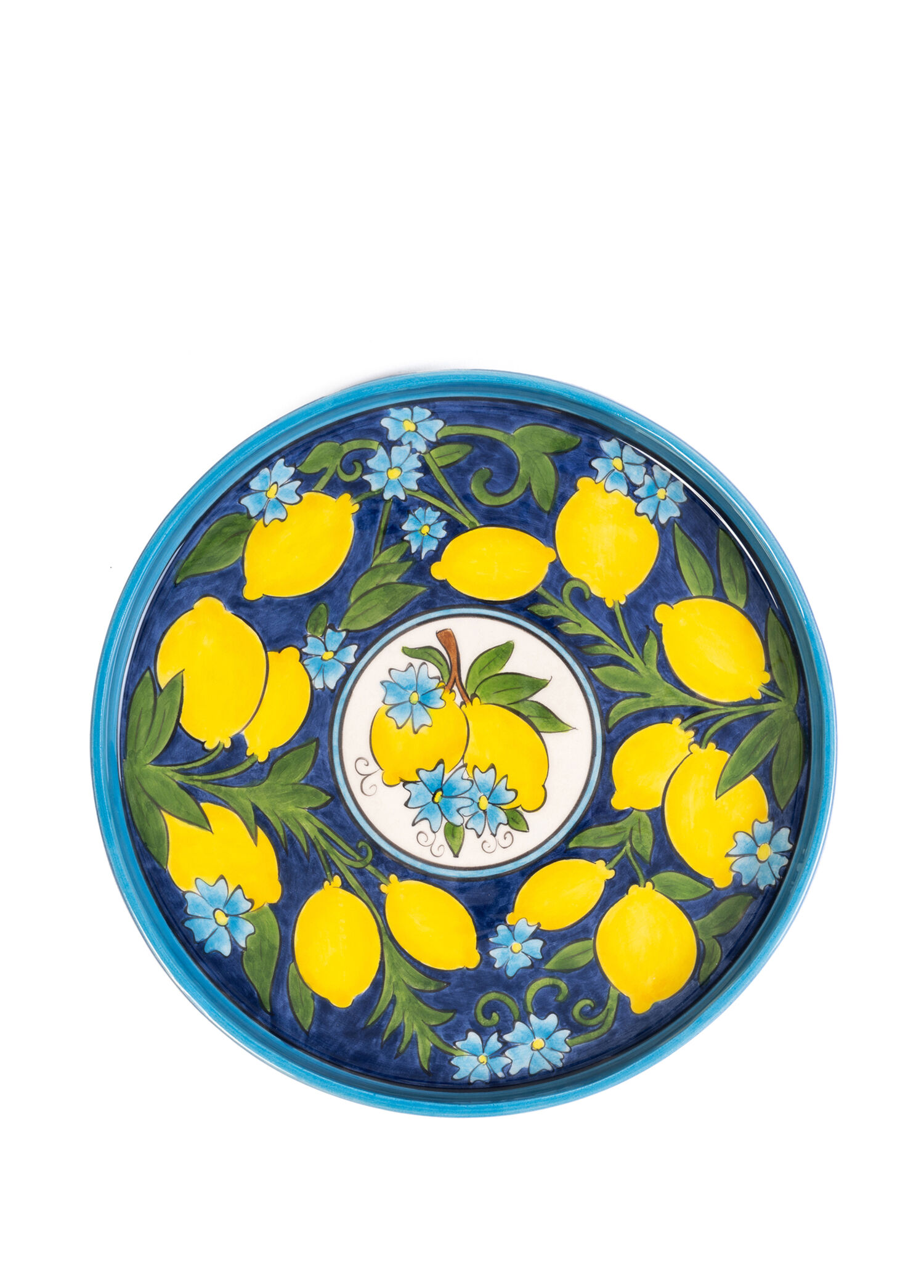Amalfi Coast Collection El Yapımı Seramik Kobalt Yuvarlak Tepsi