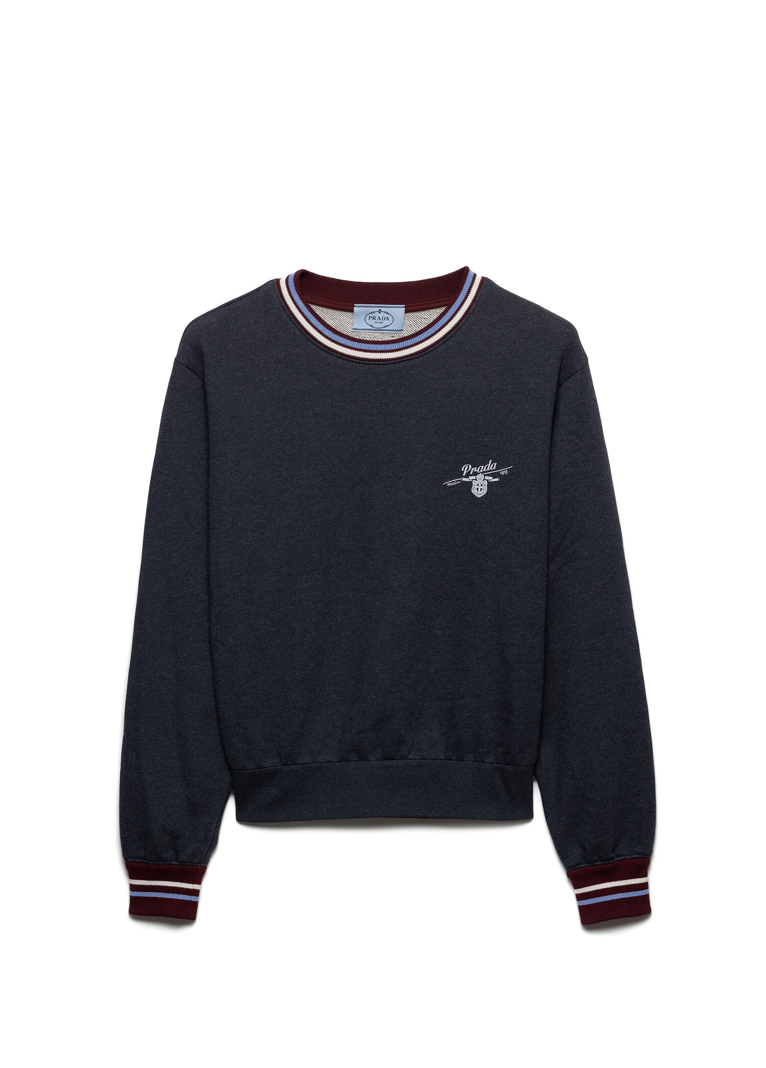 Mavi Pamuklu Polar Bisiklet Yaka Kadın Sweatshirt