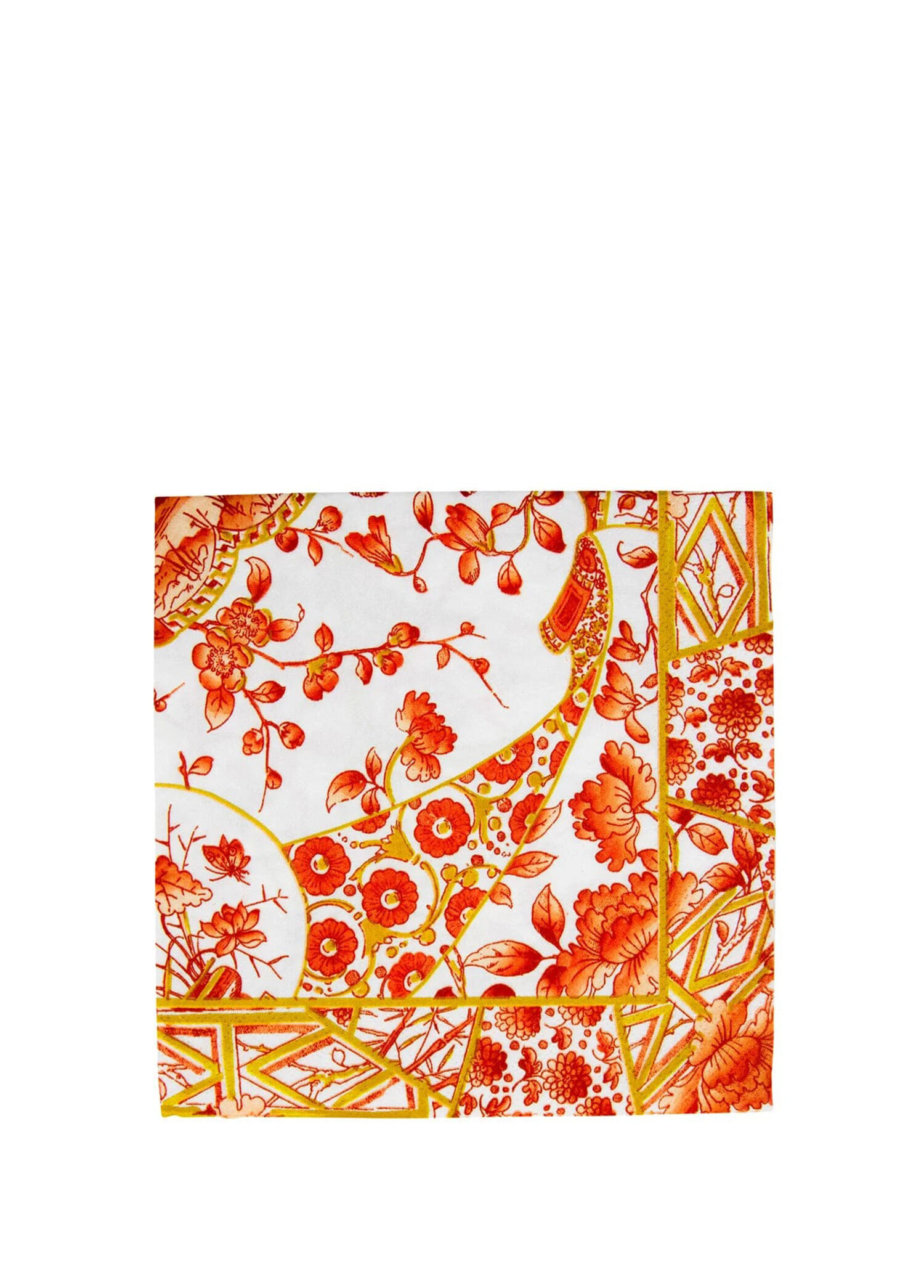 Gilded Porcelain Coral Luncheon Desenli 20'li Servis Peçetesi Seti