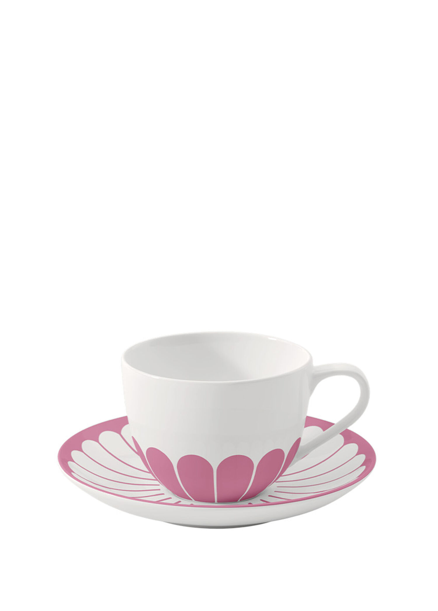 Fleur Cassis Pembe Desenli Porselen Kahve Çay Fincanı ve Tabağı