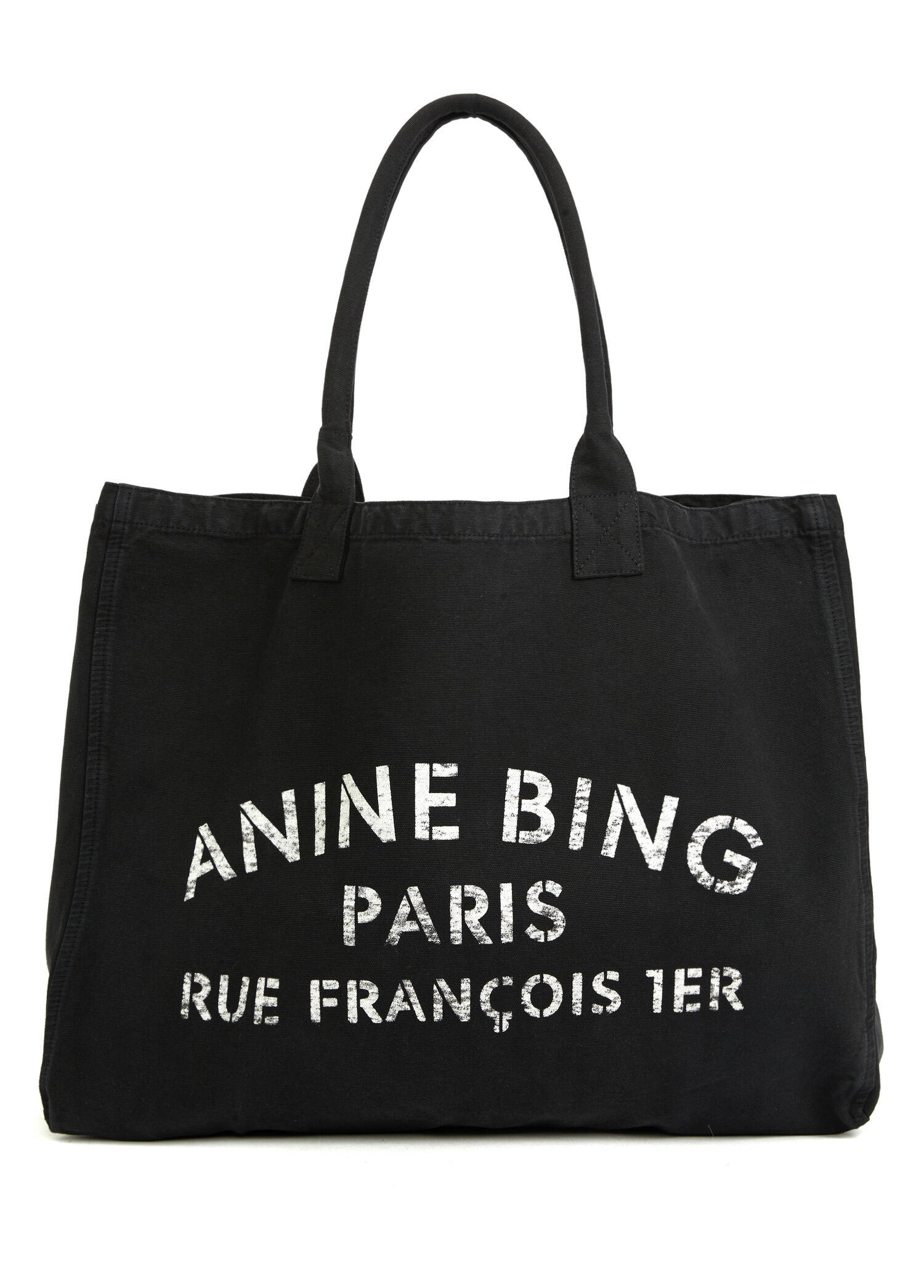 Anine Bing - Leo Tote Siyah Kadın Kanvas Alışveriş Çantası - Siyah