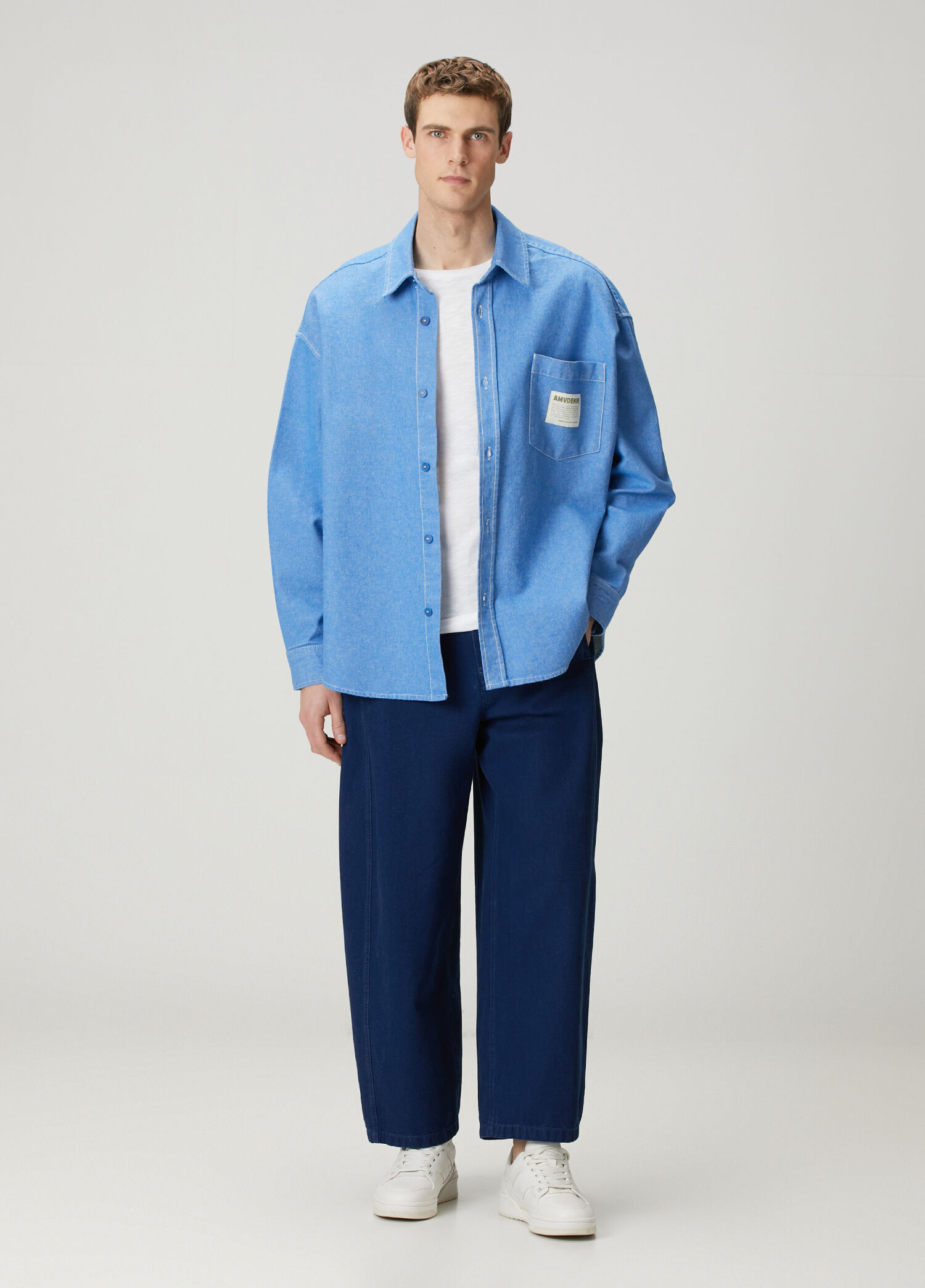Comow Lacivert Balloon-Cut Pantolon