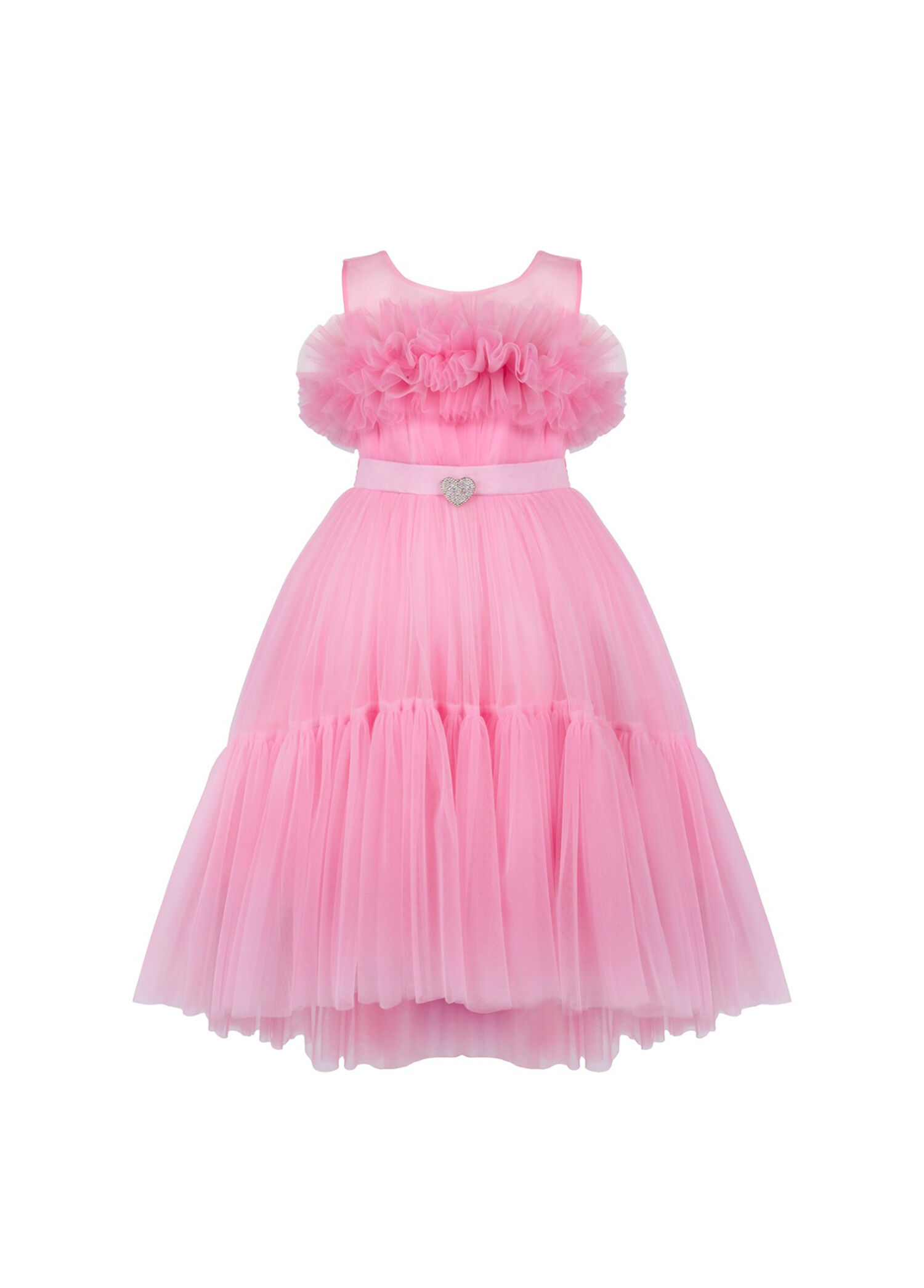 Barbie Concept 11 Pembe Tüllü Kolsuz Kız Çocuk Elbise