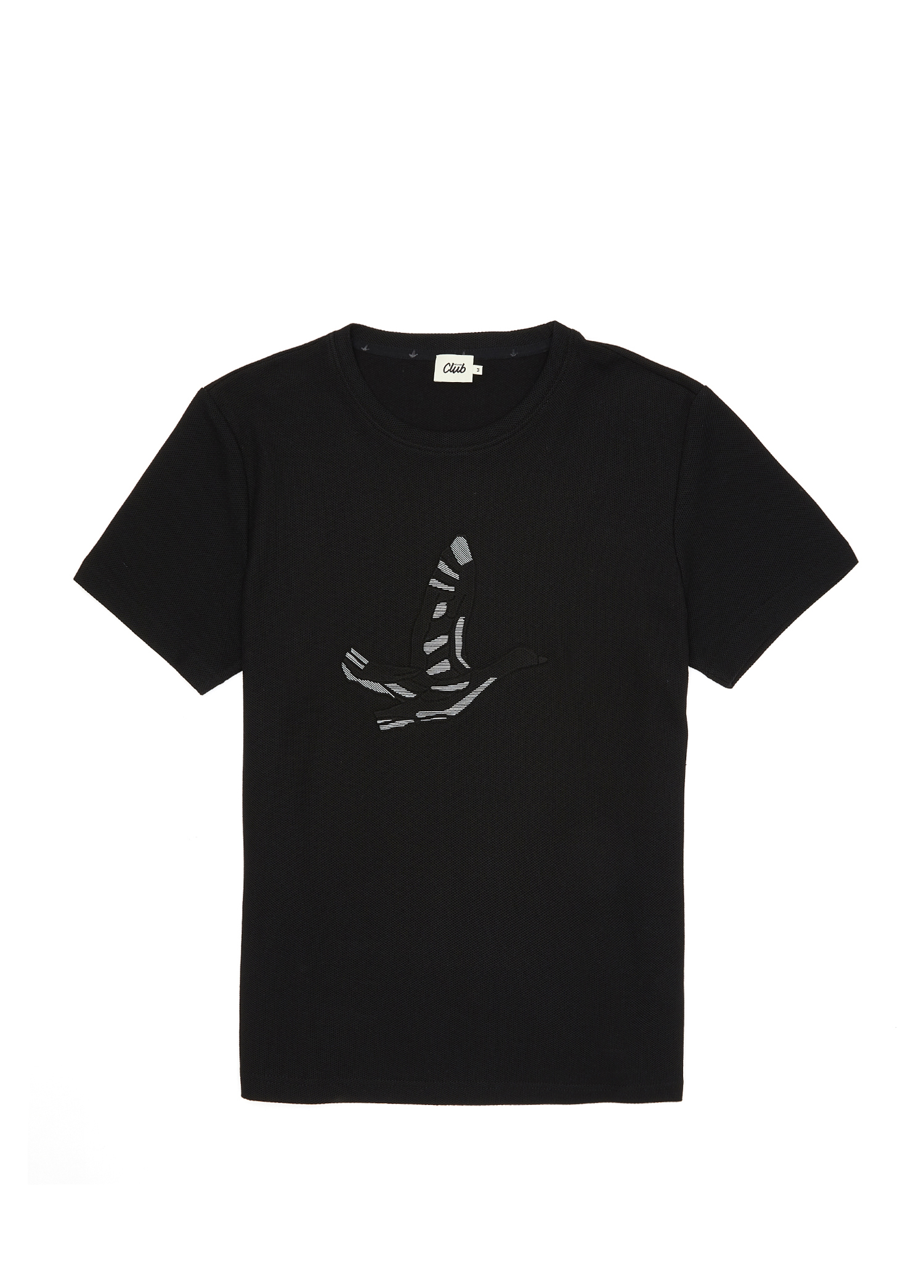 Siyah Logo Baskılı Pike Dokulu T-shirt_6