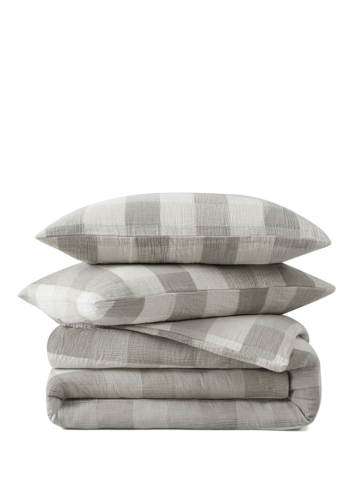 Gingham Gauze Haki %100 Pamuk Çift Kişilik Nevresim Seti 200 x 220 cm