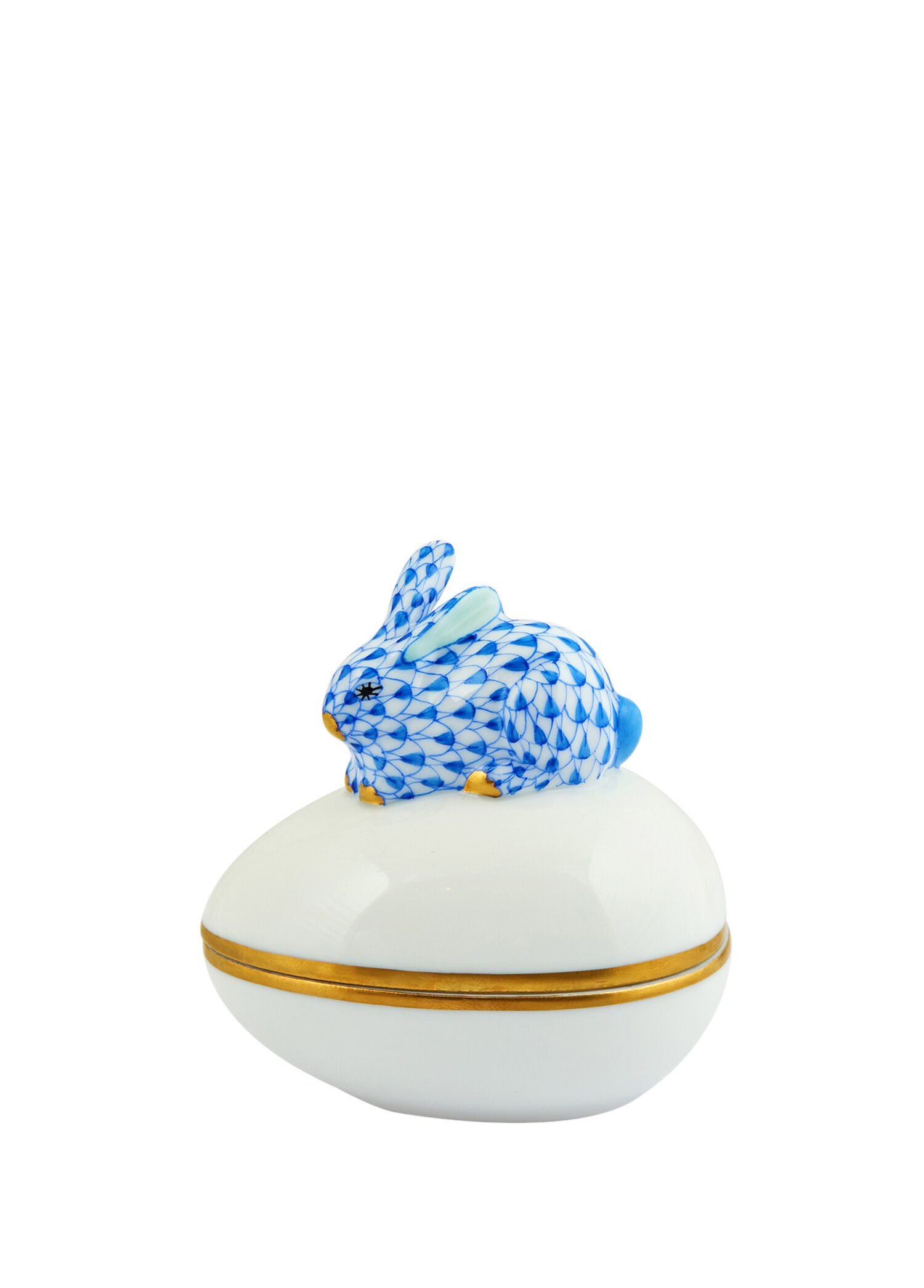 Fish Scale Desenli Mavi Porselen Dekoratif Kutu
