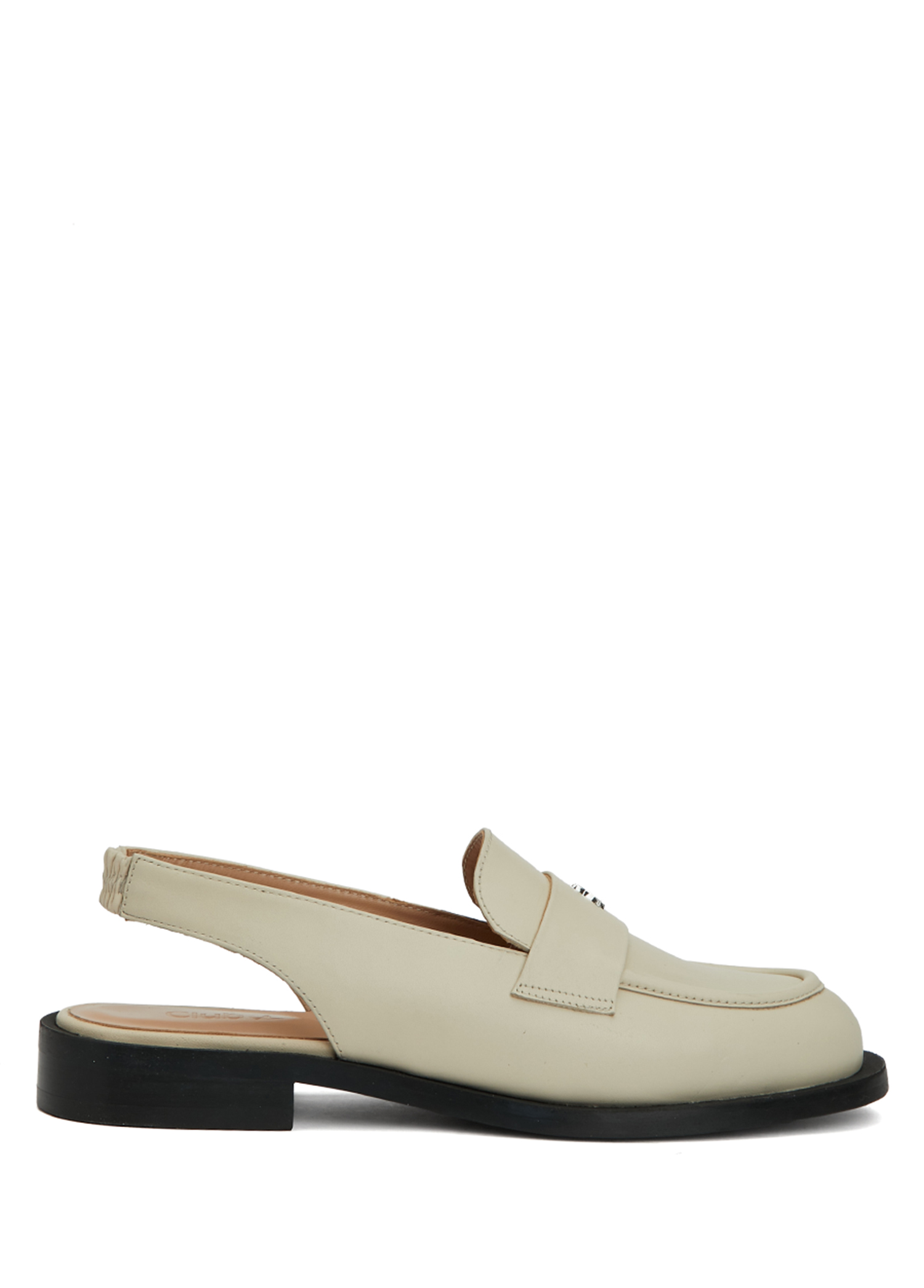 Ekru Kadın Deri Slingback Loafer