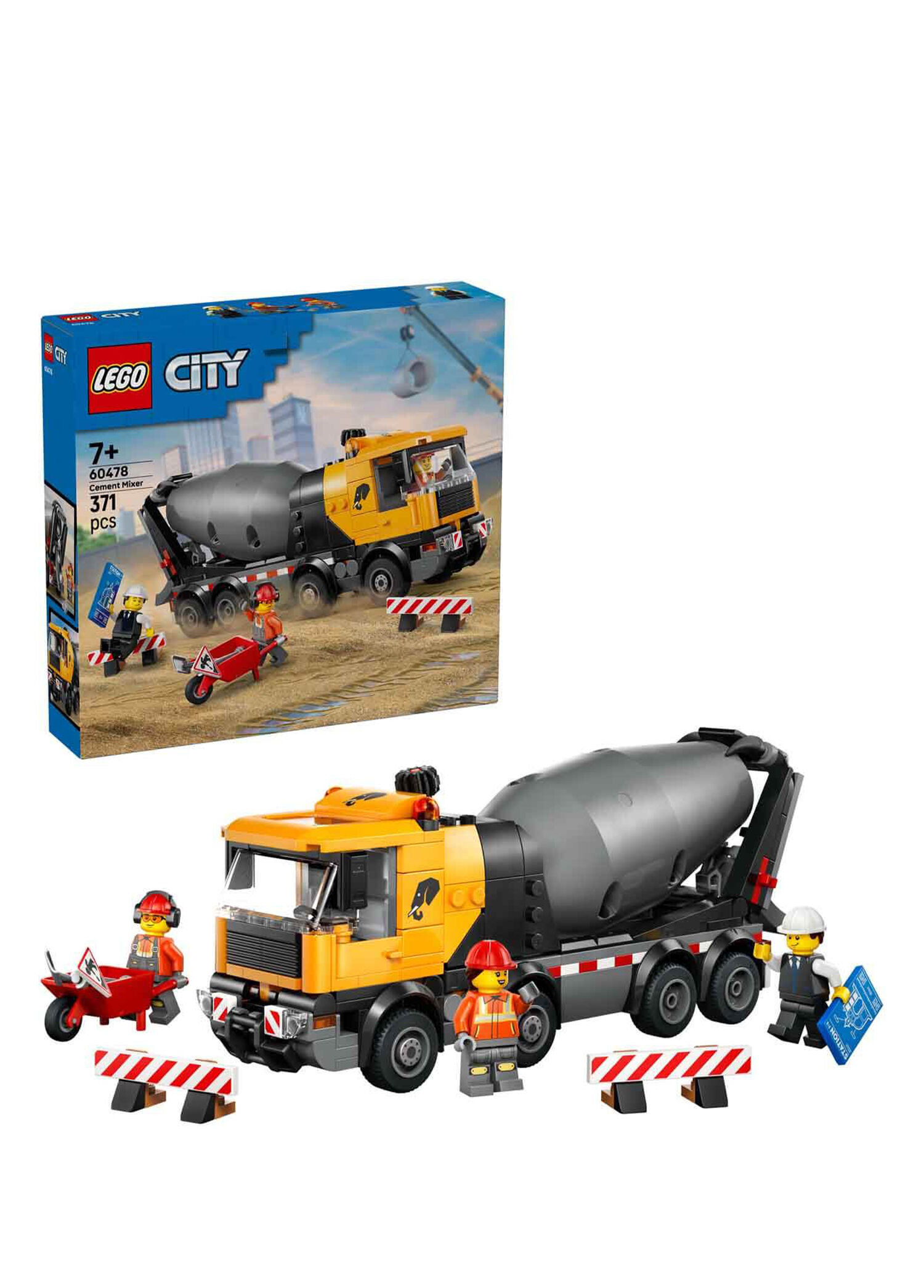 City Beton Mikseri 371 Parça 7+ Yaş Minifigürlü Yapı Oyuncağı 60478