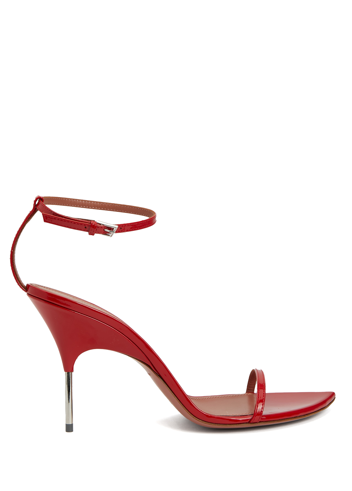 Amina Muaddi Bruna Red Women's Leather Sandals