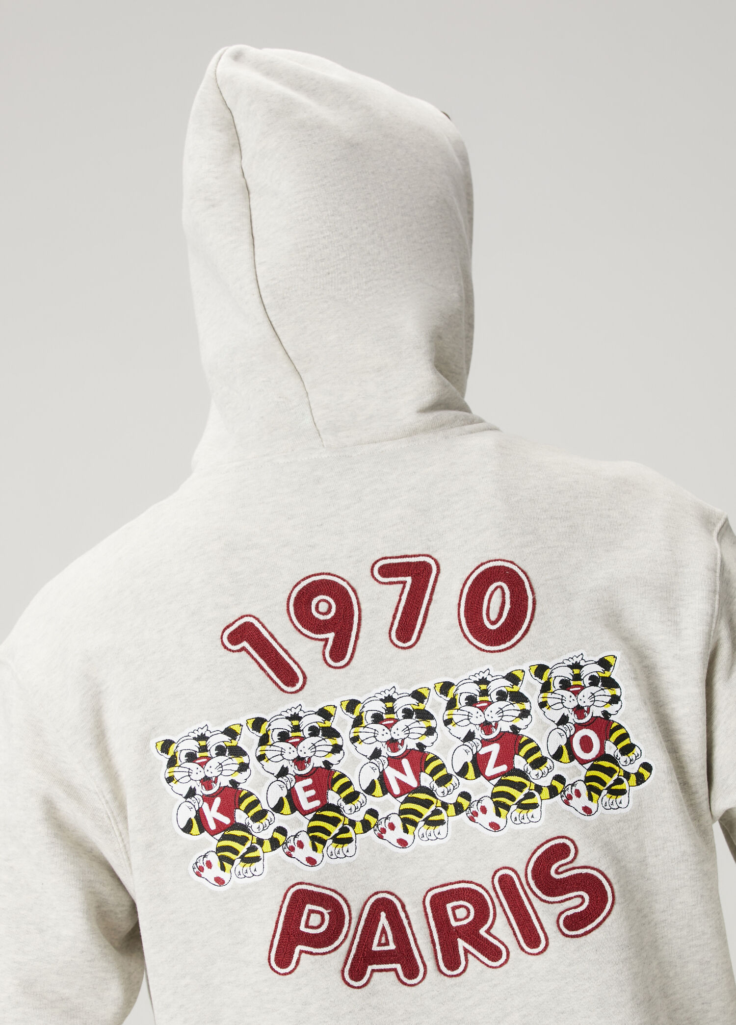 kenzou！ Kenzo Açık Gri Erkek Wild Tiger Açık Gri Kapüşonlu Sweatshirt